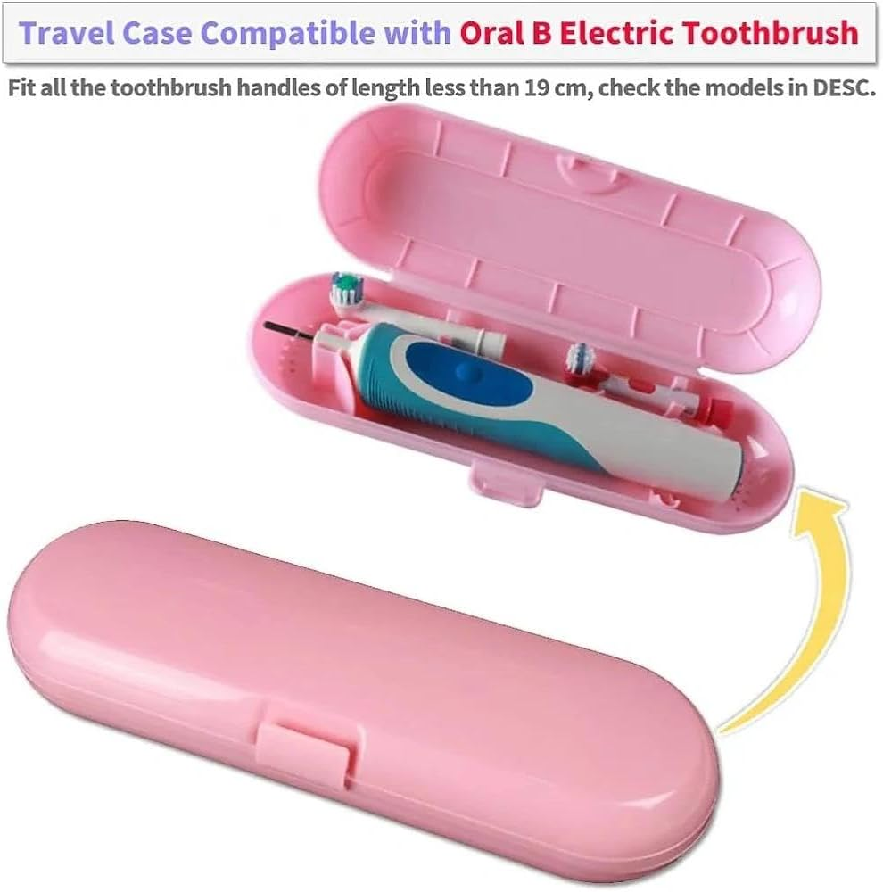 Electric Toothbrush Travel Case with 4 Pcs Toothbrush Head Covers, Compatible with Oral-B Electric Toothbrushes, Toothbrush Holder, Pink Durable and Portable Travel Case for Electric Toothbrush-Ruibex image number 2