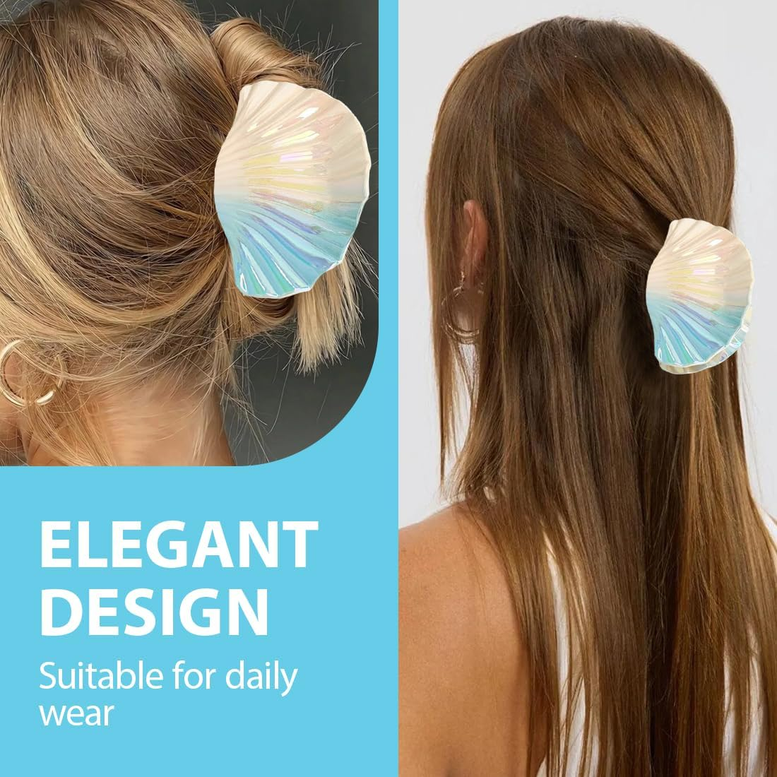 GXGM Gradient Color Hollow Out Shell Hair Clips for Women Girls 3 Pieces (B)