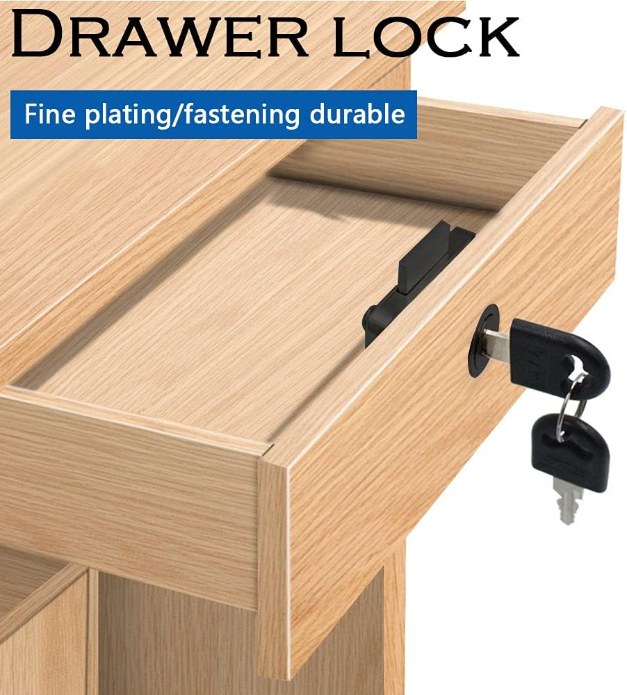 GZGXKJ 2 Pack Black Cupboard Office Drawer Cam Lock Filing Cabinet Lock with 2 Keys Square Base Screw Fixed Furniture Security Lock for Furniture Door Household Mailbox Glass Showcase - Black image number 1