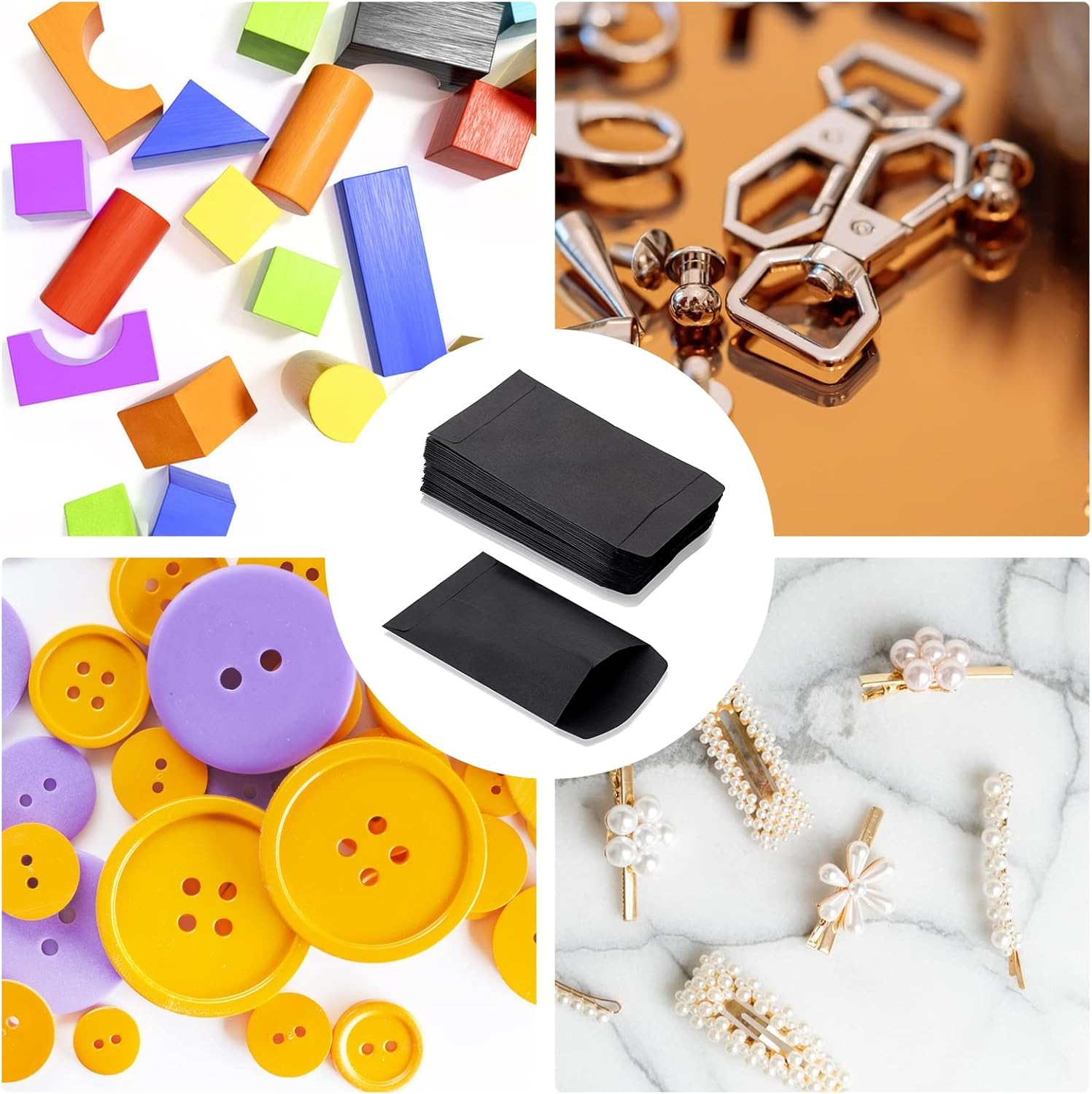 100Pcs Small Envelopes, Mini Black Envelopes, Black Small Envelopes, Black Small Envelopes for Seeds Coin Beads, Stamps Storage Packets Envelopes(4.44X2.32Inch) image number 3