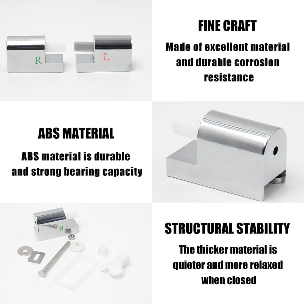 Toilet Seat Hinges Replacement Set, Metal Alloy, Soft Close, Universal Fit, Left & Right image number 4