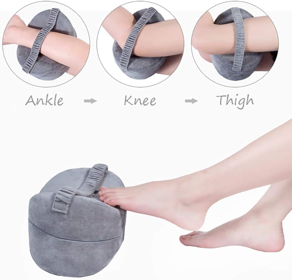 Knee Pillow for Sciatica Relief, Back Pain, Leg Pain, Pregnancy, Hip and Joint Pain - Memory Foam Wedge Contour Orthopedic Knee Pillow image number 2