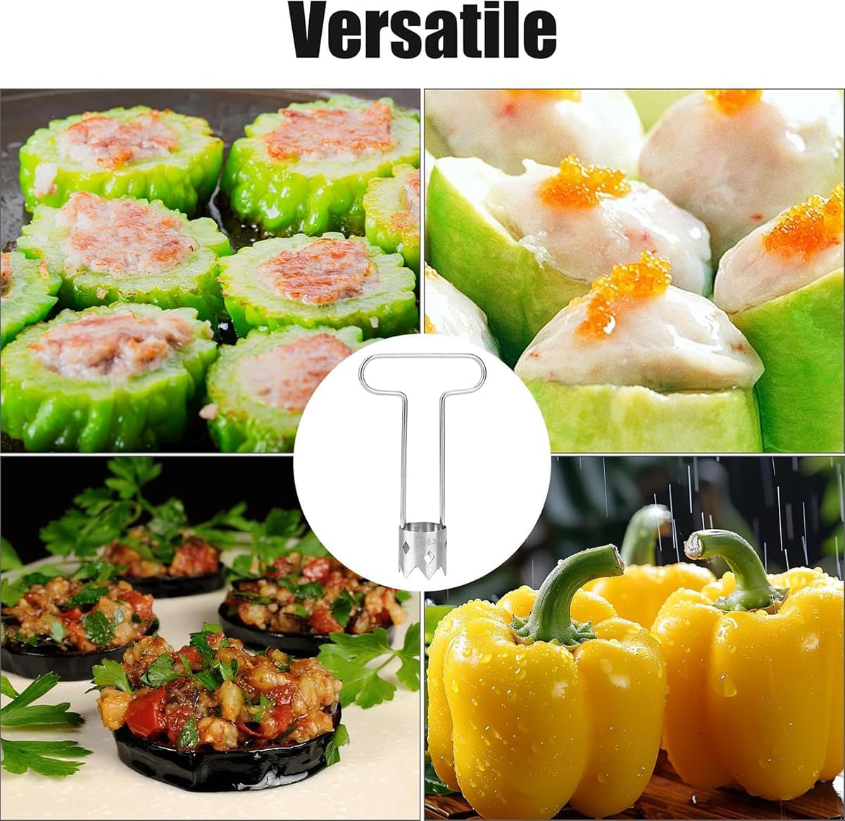 Corer Tool Fruit Core Remover Universal Vegetable Corer with Ergonomic Handle Stainless Steel for Red Bell Apple Tomato Kitchen Gadget image number 2