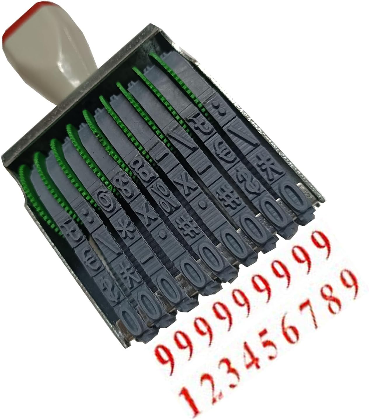 Zeng 9 Digit Adjustable Number Stamp, with Number 0-9 and Symbols, Rubber Rolling Office Business Stamp, Supermarket & School Supplies, Multicolor image number 2