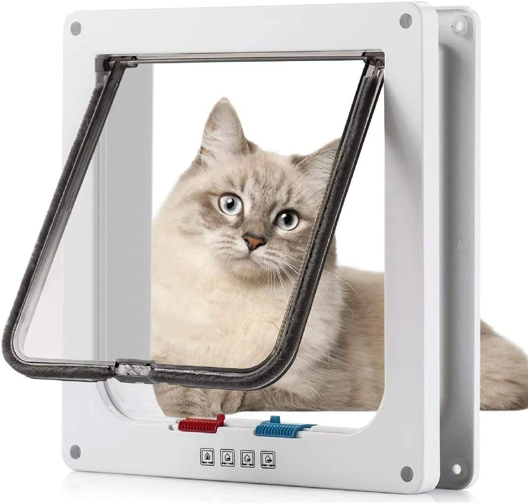 Sailnovo Cat Flap 4 Way Magnetic Closure for Cats, Small Dogs 19 X 20 X 2 Cm Dog/Cat Door/Pet Flap, Easy to Install with Telescopic Frame image number 3