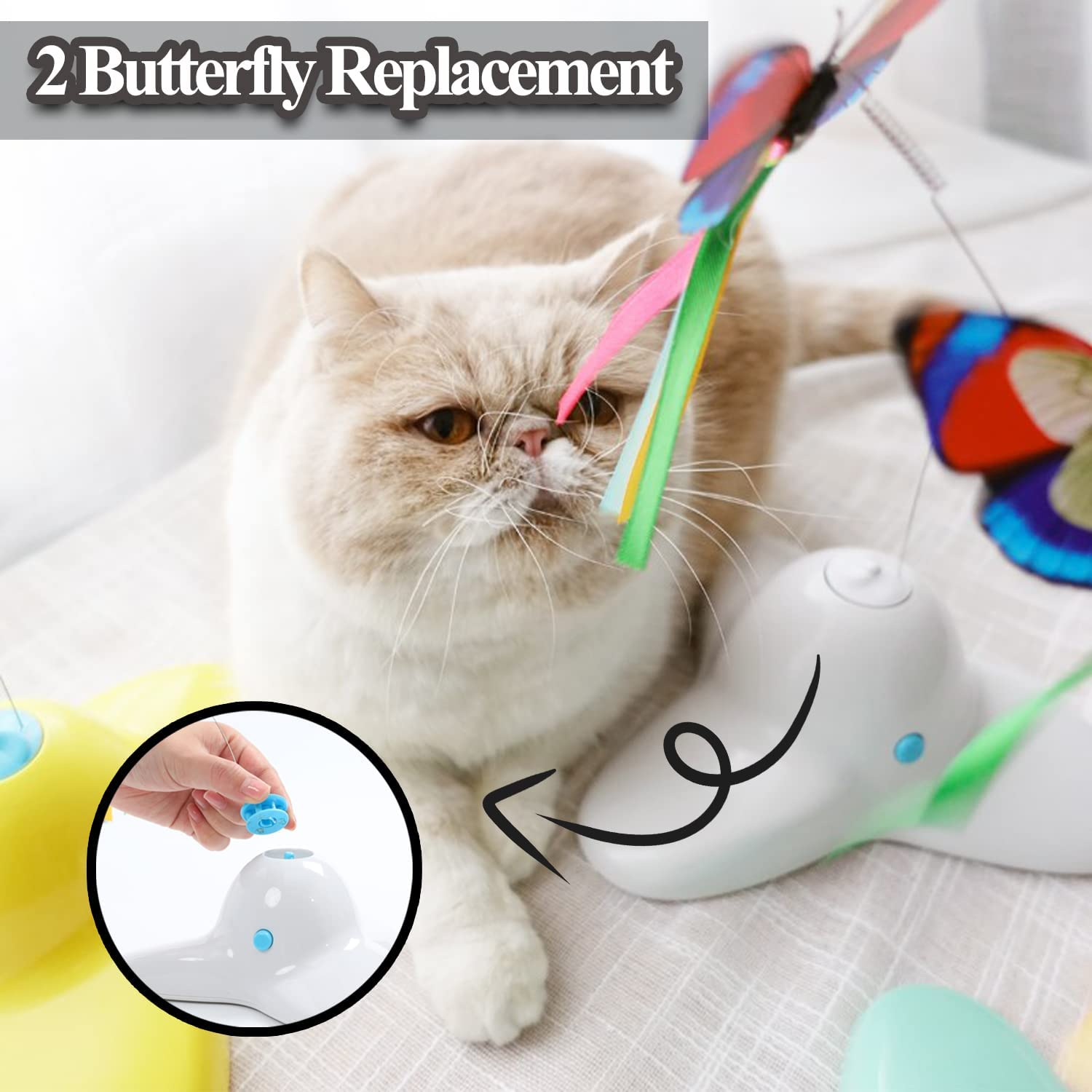 Vealind Interactive Cat Electric Cat Toy with 360&deg; Rotating Butterfly, Green image number 4