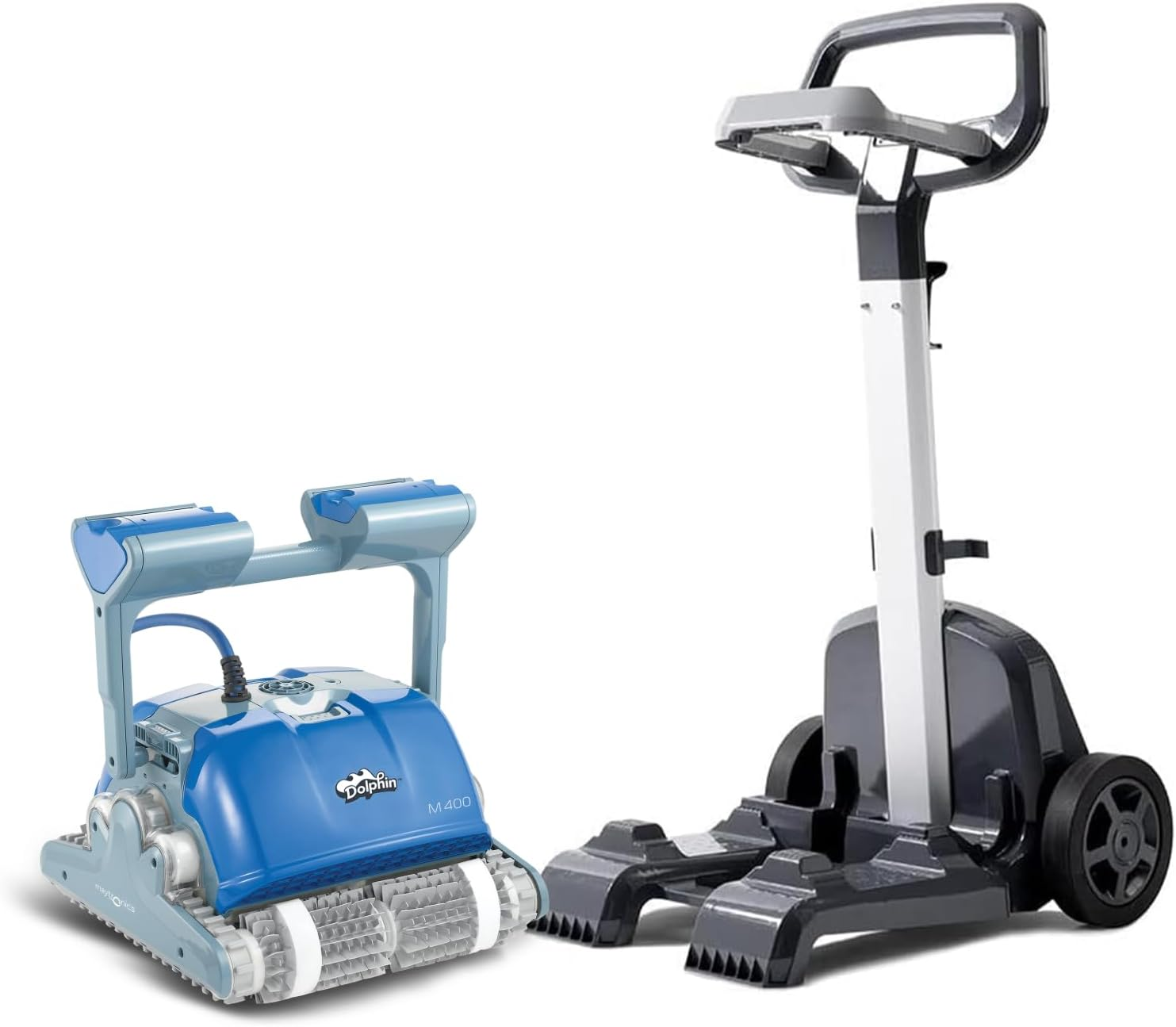 Dolphin M400 Combined Brush Robotic Pool Cleaner with Caddy, up to 210Min Cycle, Clean Floor, Walls, Waterline up to 15M Pool with Dual-Drive Motor, Ultra-Fine Filter, All-Terrain Brush - Robot Vacuum image number 1