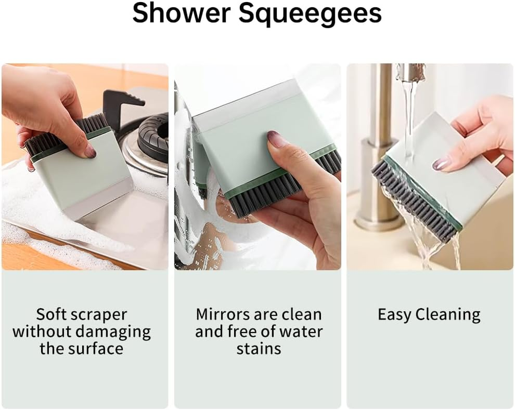 2PCS Shower Squeegees,Bathroom Squeegee for Shower, Silicone Squeegee for Mirrors,Squeegee Shower Cleaner for Cleaning Brush,Multi-Purpose Cleaner Tool Squeegee Brush for Bathroom and Tiles