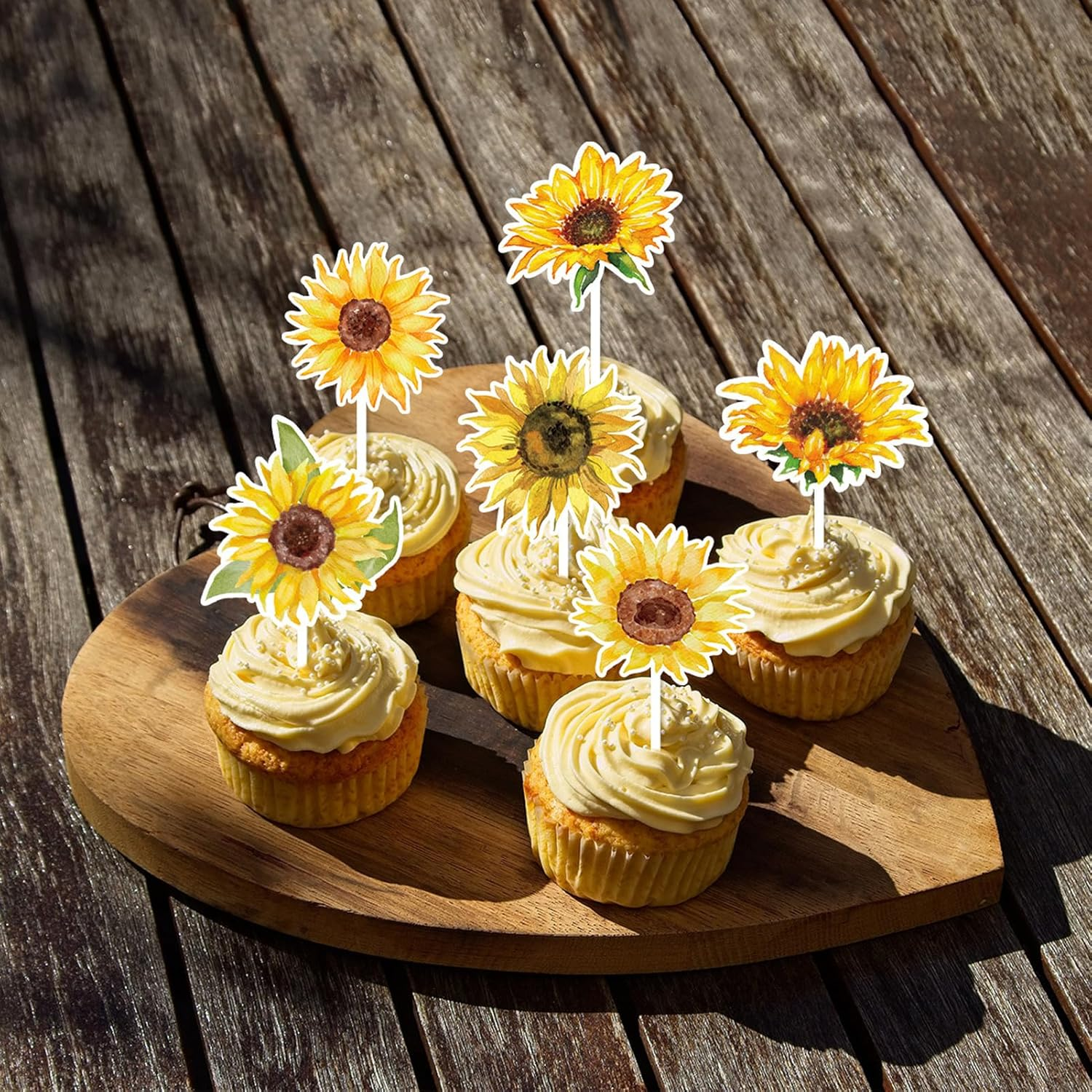 Sunflower Cupcake Toppers Sunflower Cake Picks for Flower Themed Party Birthday Party Decorations Supplies,36 Pieces image number 4