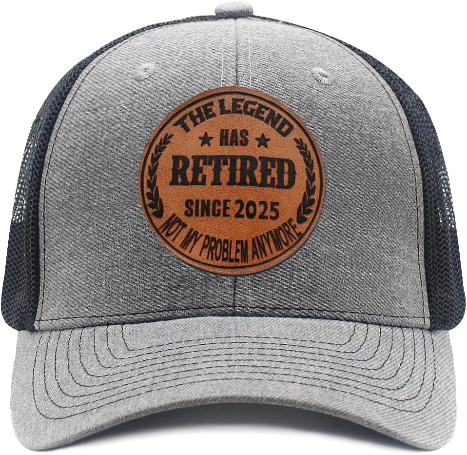 Eachnice the Legend Has Retired since 2025 Leather Patch Hat Adjustable Baseball Caps Trucker Hats Retirement Gifts Men Women