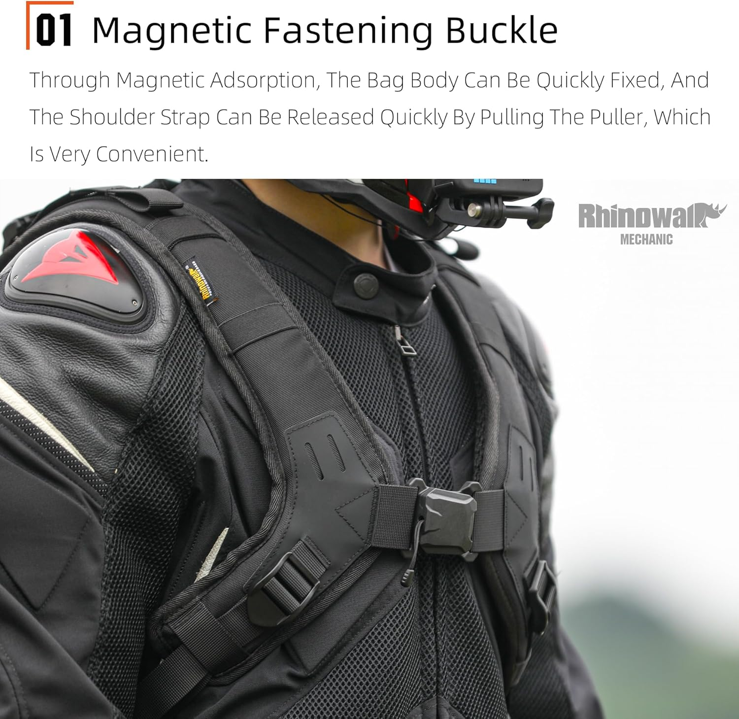 Rhinowalk Motorcycle Backpack &ndash; Helmet Holder, Rain Cover, Hydration Bladder Hole &ndash; Sports Backpack for Hiking, Climbing, Cycling, Running, Camping image number 4