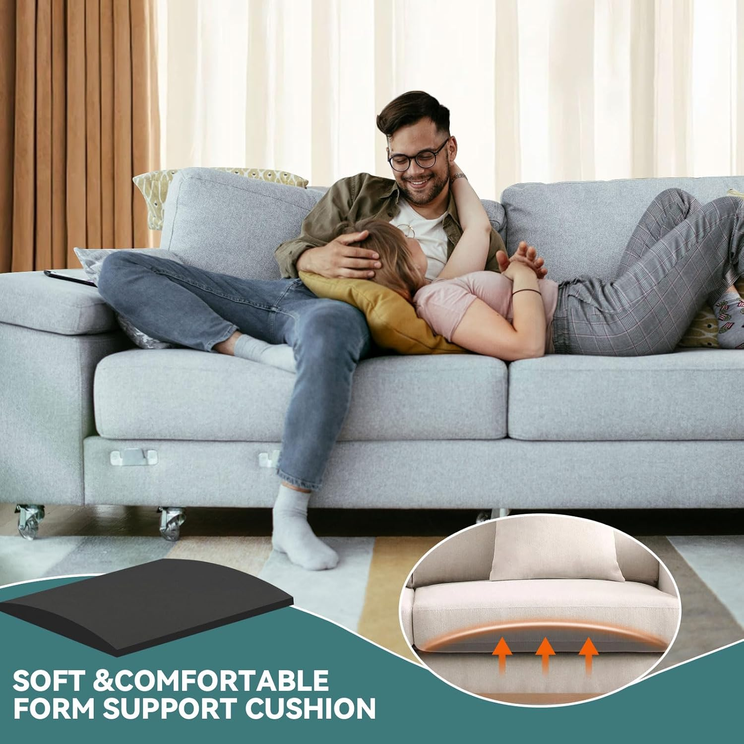 Couch Cushion Support for Sagging Seat &ndash; High-Density Foam Couch Booster, Sofa Seat Lifter under Cushion, Cuttable Upholstery Pad, Furniture Base Restorer &ndash; Set of 1, 55X55Cm image number 6