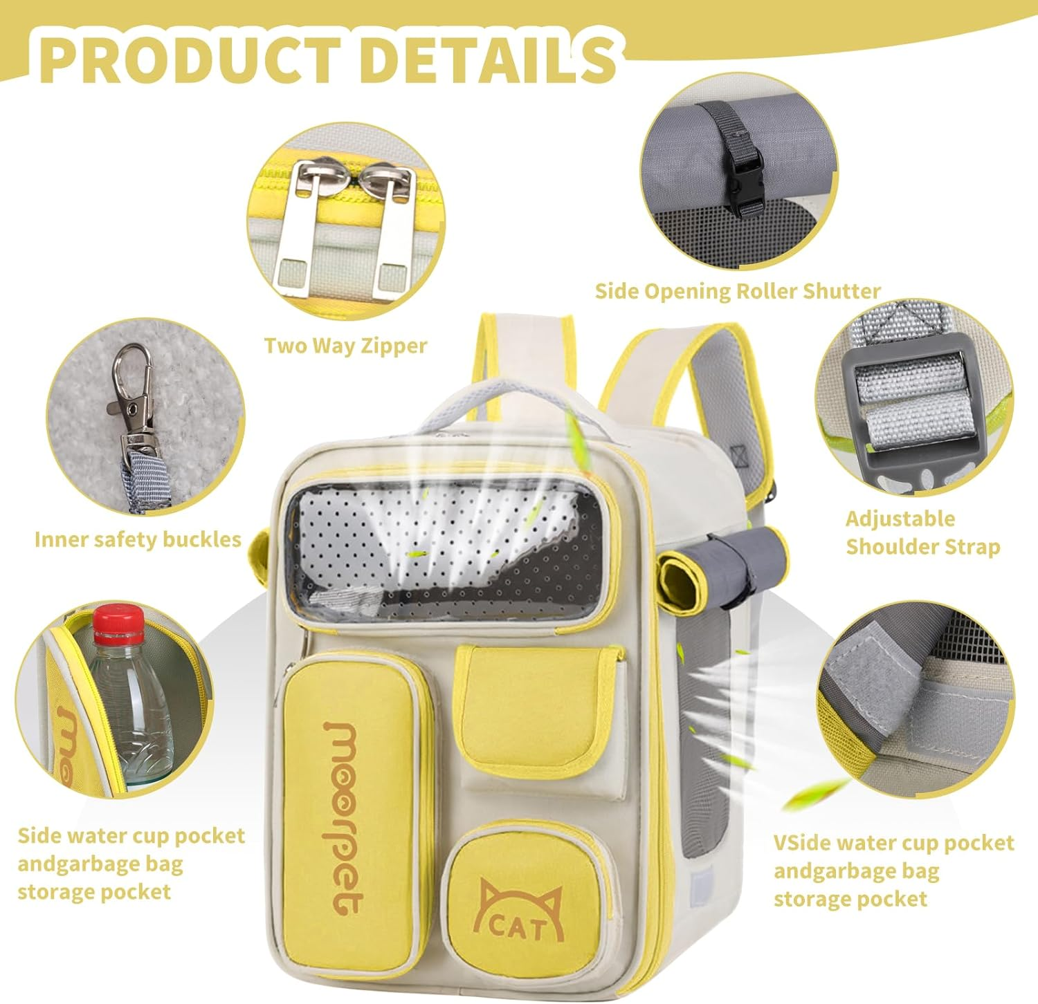 PETCUTE Cat Backpack, Space Capsule Pet Backpack for Small Cats and Dogs, Foldable Dog Carrier Backpack with Inner Safety Lead, Breathable Dog Backpack with Removable Mat image number 1