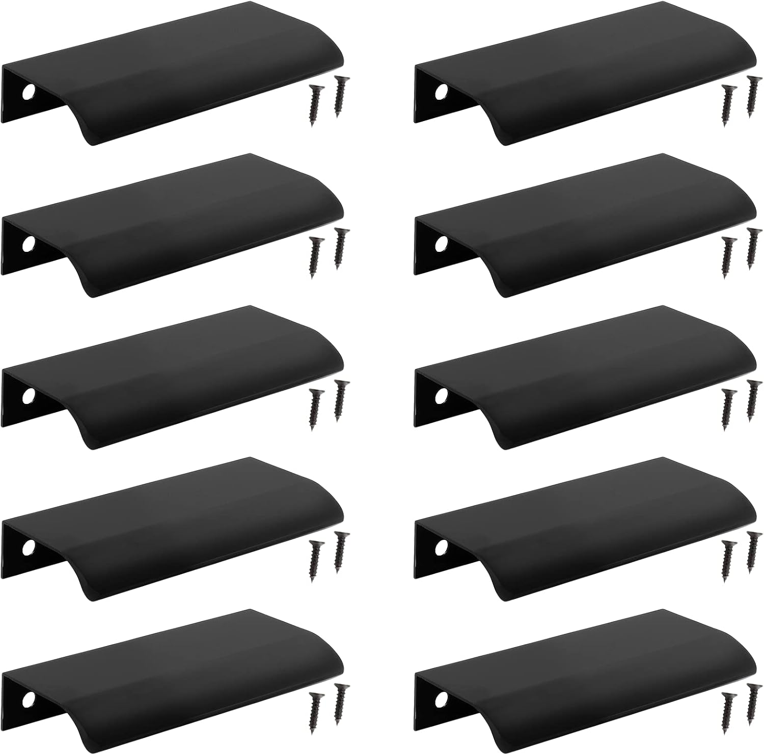Auvotuis 10Pcs Modern Finger Edge Pulls, 120Mm/ 4.72Inch Aluminum Hidden Tab Pull Handles Black Concealed Finger Drawer Handles for Cabinet, Kitchen, Closet, Wardrobe, Door image number 4