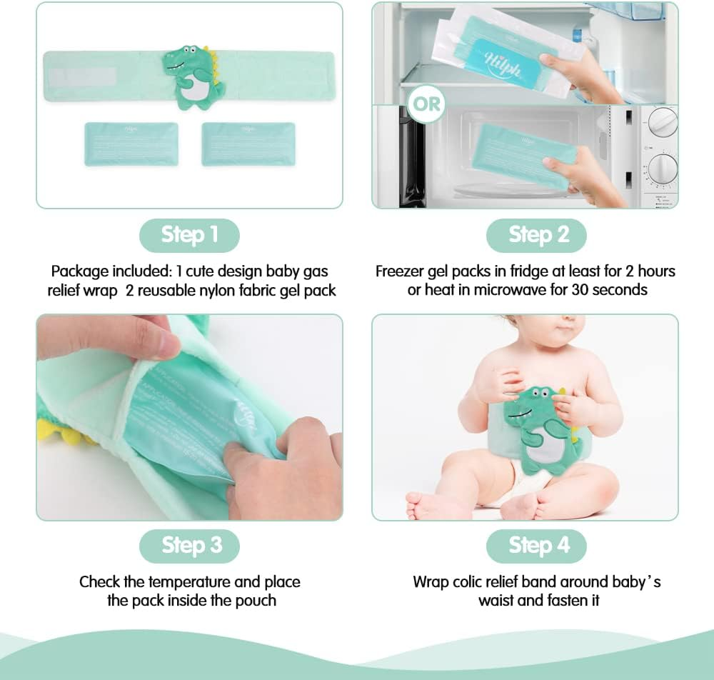 Hilph&reg; Baby Colic, Gas and Upset Stomach Relief, Baby Heated Tummy Wrap, Natural Relief for Babies and Toddlers with Soothing Warmth - Green image number 1