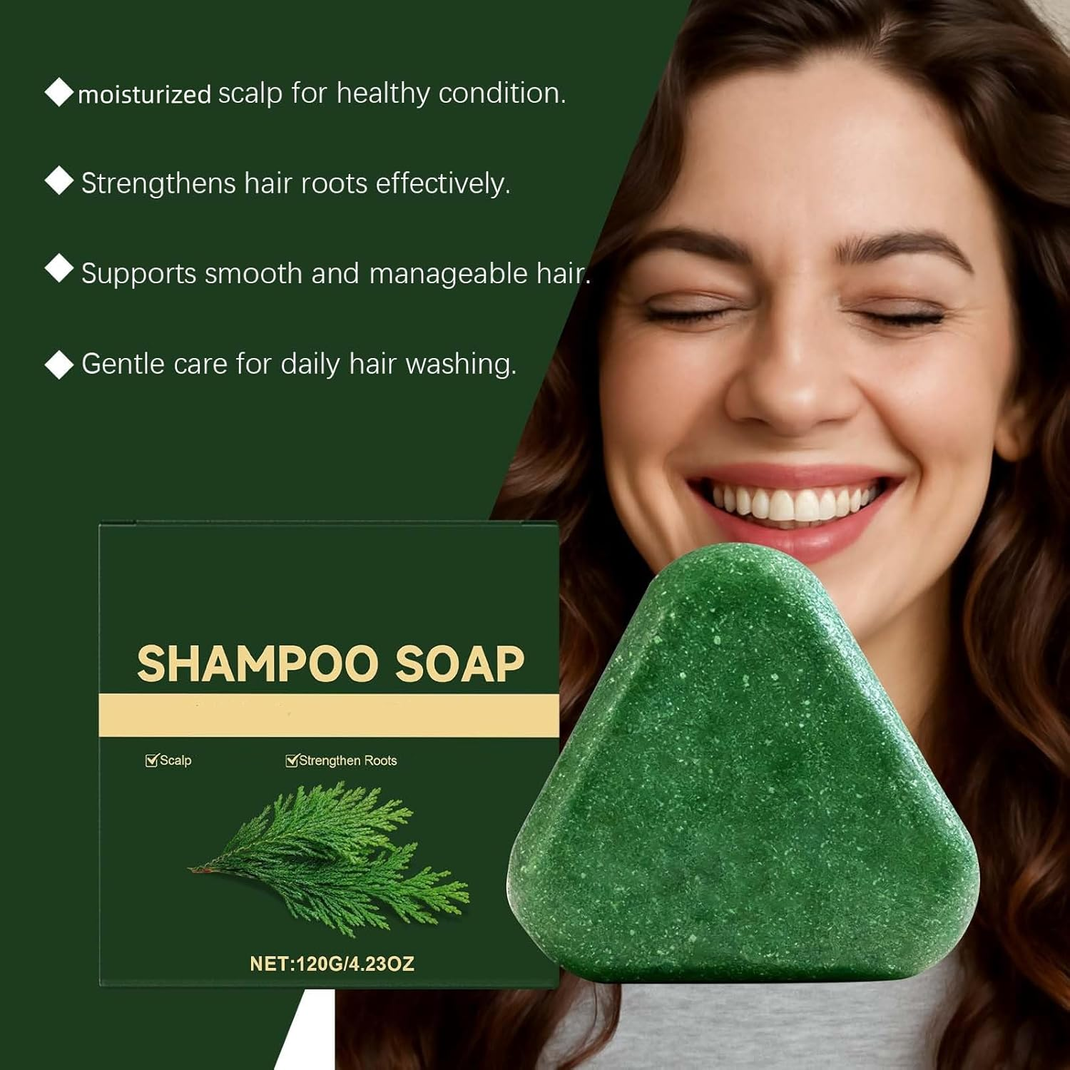 Shampoo Soap Bar for Scalp Care, Moisturizes & Strengthens Hair Roots, Travel-Friendly, Gentle and Mild,Leaves Hair Soften, Smoothing and Easy to Style, Fitting All Hair Types (4PCS) - 3Pcs image number 2