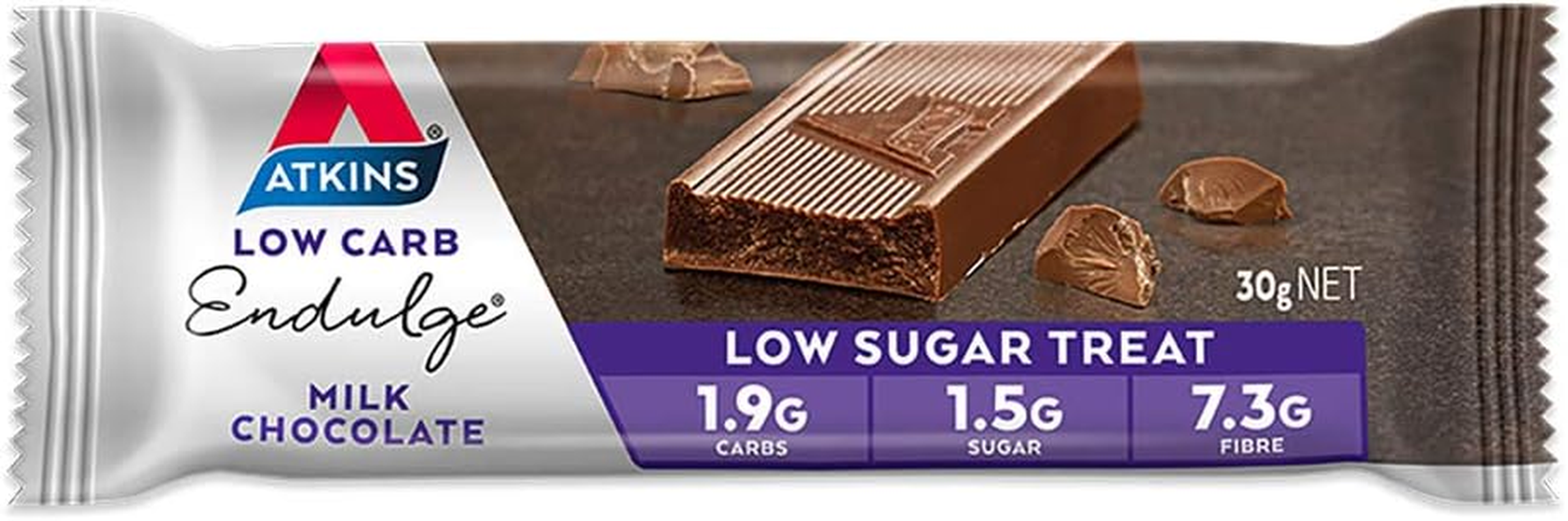 Atkins Endulge Milk Chocolate Bars | Keto Friendly Bars | 5 X 30G Low Carb Milk Chocolate Bars | Low Carb, Low Sugar, High Fibre | 5 Bar Pack image number 4