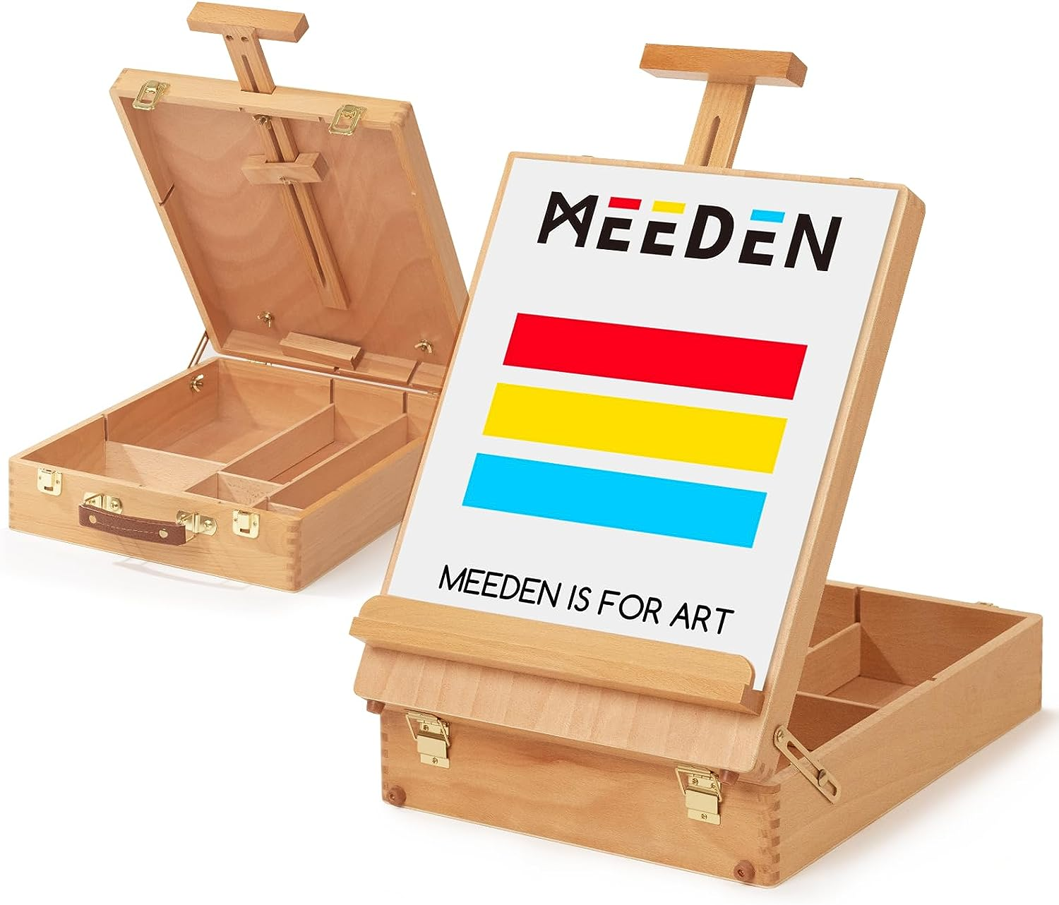 MEEDEN Studio Sketch Box Easel- Solid Beech Wood Universal Design Adjustable Tabletop Sketchbox Easel with Storage Box for Plein Air Artist, Art Students & Beginners