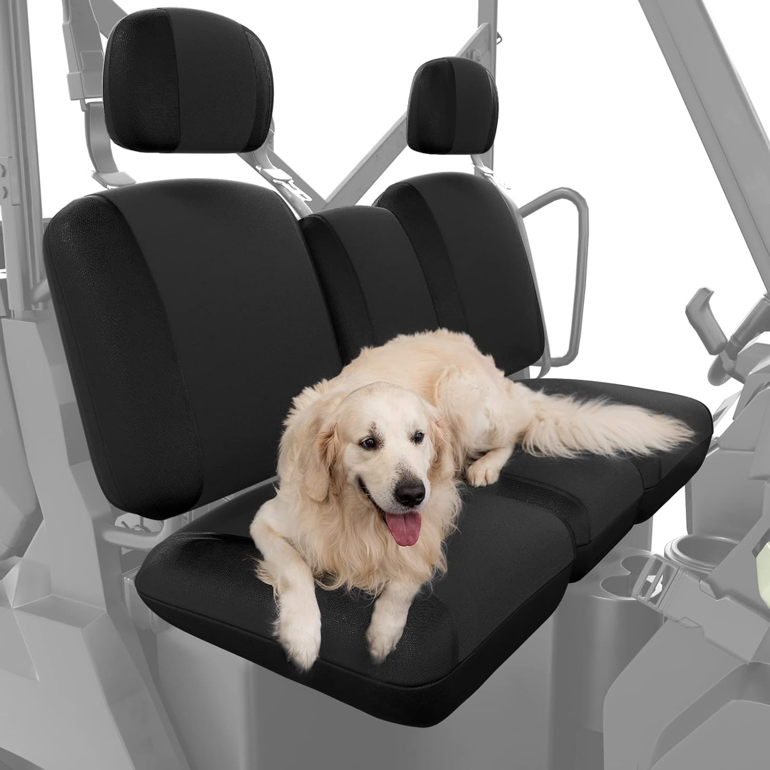 KEMIMOTO UTV Seat Covers Camo, Waterproof Repellent UTV Seat Cover Set W/Headrest Cover Compatible with Can Am Defender Front Two Doors Split Bench- Camo