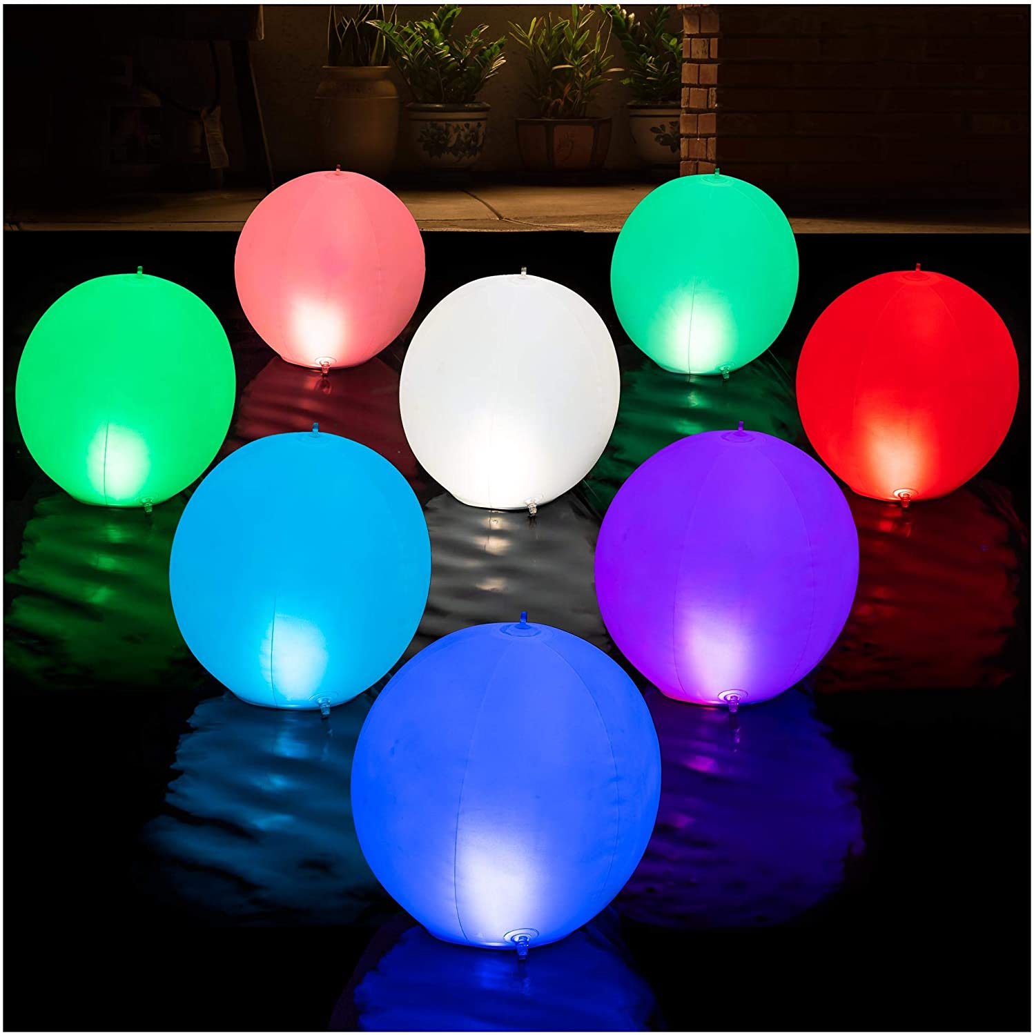 Solar Floating Pool Lights - Pack of 2 Solar Powered Color Changing 14-Inch Balls - Float or Hang in Pool Garden Backyard Pond Party Decorations - Inflatable Wateproof RBG Lights Accessories image number 6