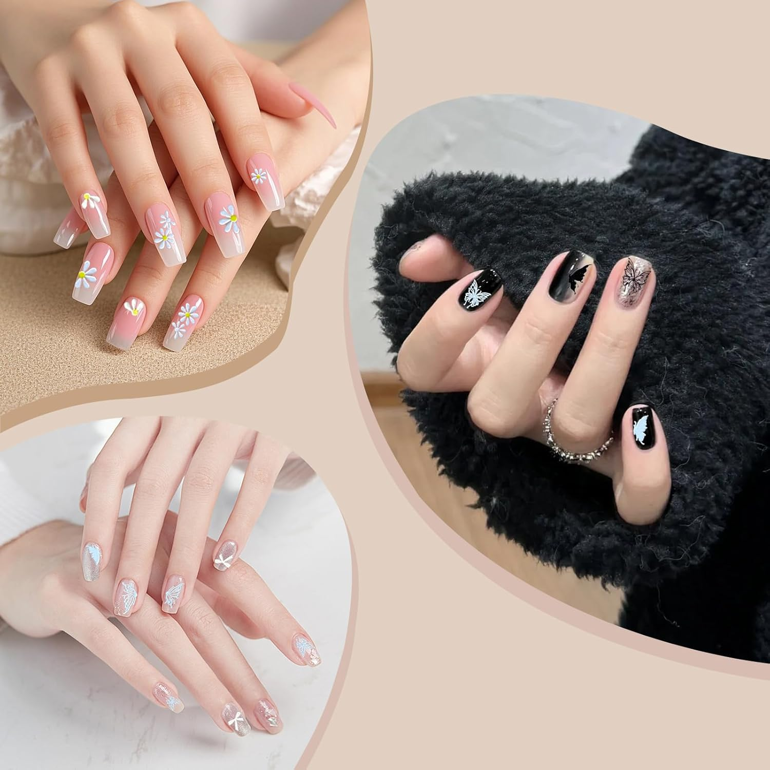 Holographic Nail Art Stickers, Stars and Moons Design, 5 Sheets, Iridescent Celestial Decals for Manicure image number 6