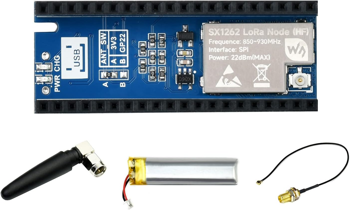 Waveshare X1262 Lora Node Module for Raspberry Pi Pico Supports Lorawan Protocol EU868 Band image number 2