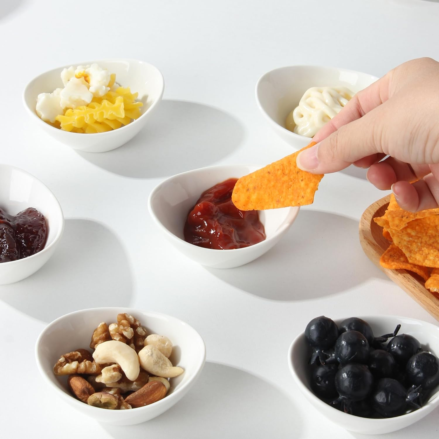 Ceramic Dip Mini Bowls, 12 PCS Soy Sauce Dish, White Dipping Sauce Bowls/Dishes, Mini Serving Bowl for Side Dish, BBQ, Ketchup, Sushi Sauce, Charcuterie Condiment - 1.7Oz image number 2