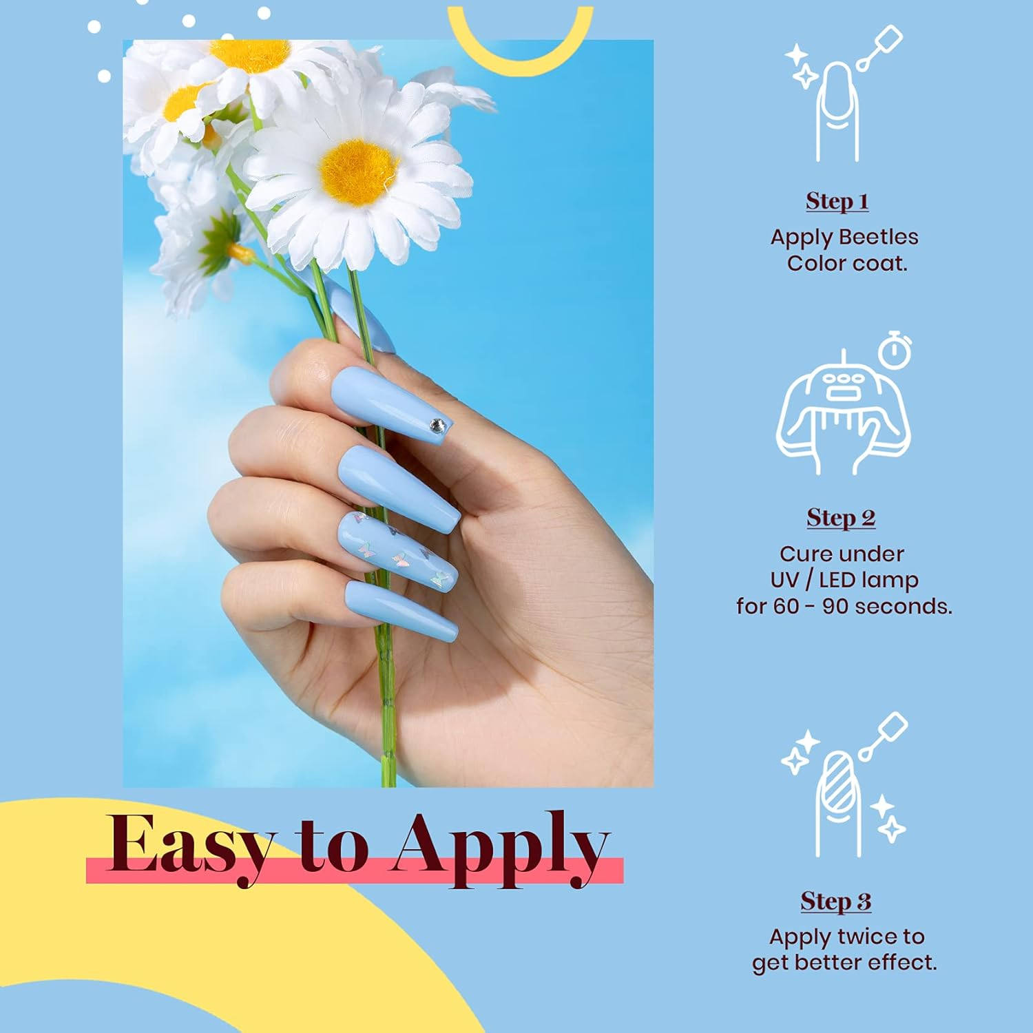 Beetles Gel Polish Gel Polish 15Ml Baby Blue Nail Gel Soak off Uv LED Nail Lamp Need Spring Summer Gel Polish Nail Art Manicure Salon DIY Home Solid Gel 0.5Oz Women image number 2