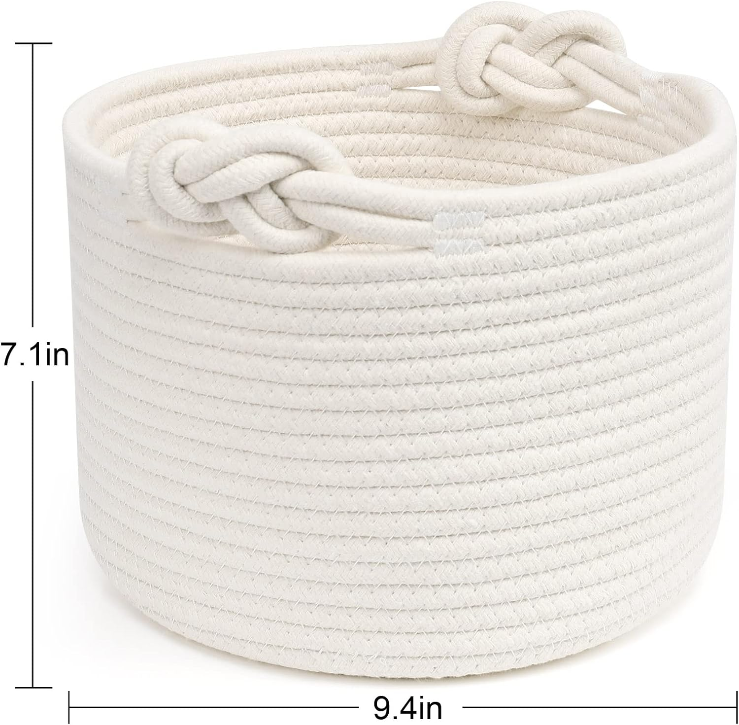 Abenkle Small Woven Basket, Cotton Rope Shelf Storage Basket, Small round Easter Basket, Cute Baby Basket, Decorative round Bin for Nursery Bedroom Bathroom, 9.4" X 9.4"X 7.1" Empty Gift Basket - Brown-A image number 5