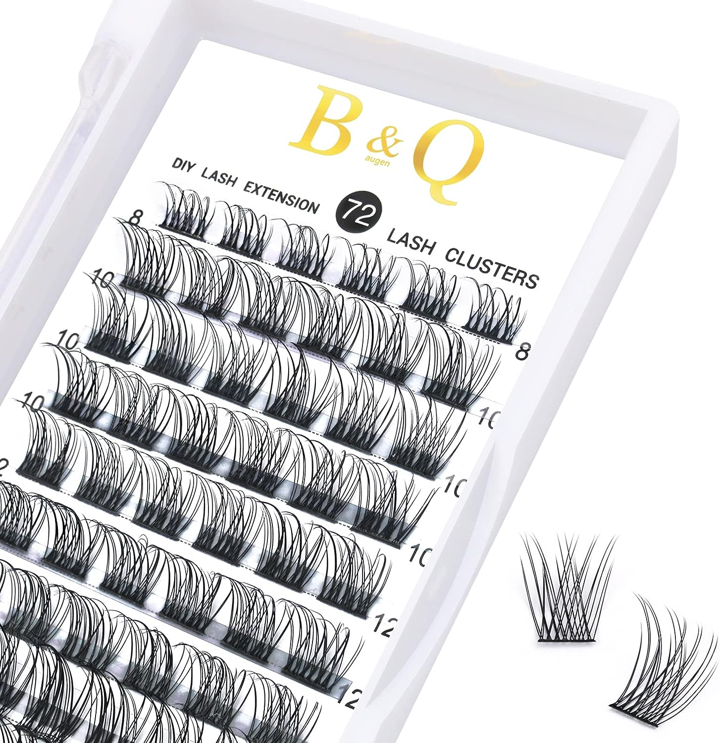 B&Qaugen Lash Clusters D Curl 8-16 Mm DIY Eyelash Extensions 72 Clusters Lashes C D Curl Lash Wispy Individual Lashes Eyelash Clusters Extensions Individual Lashes Cluster DIY at Home (B01-D-8-16Mix) image number 5