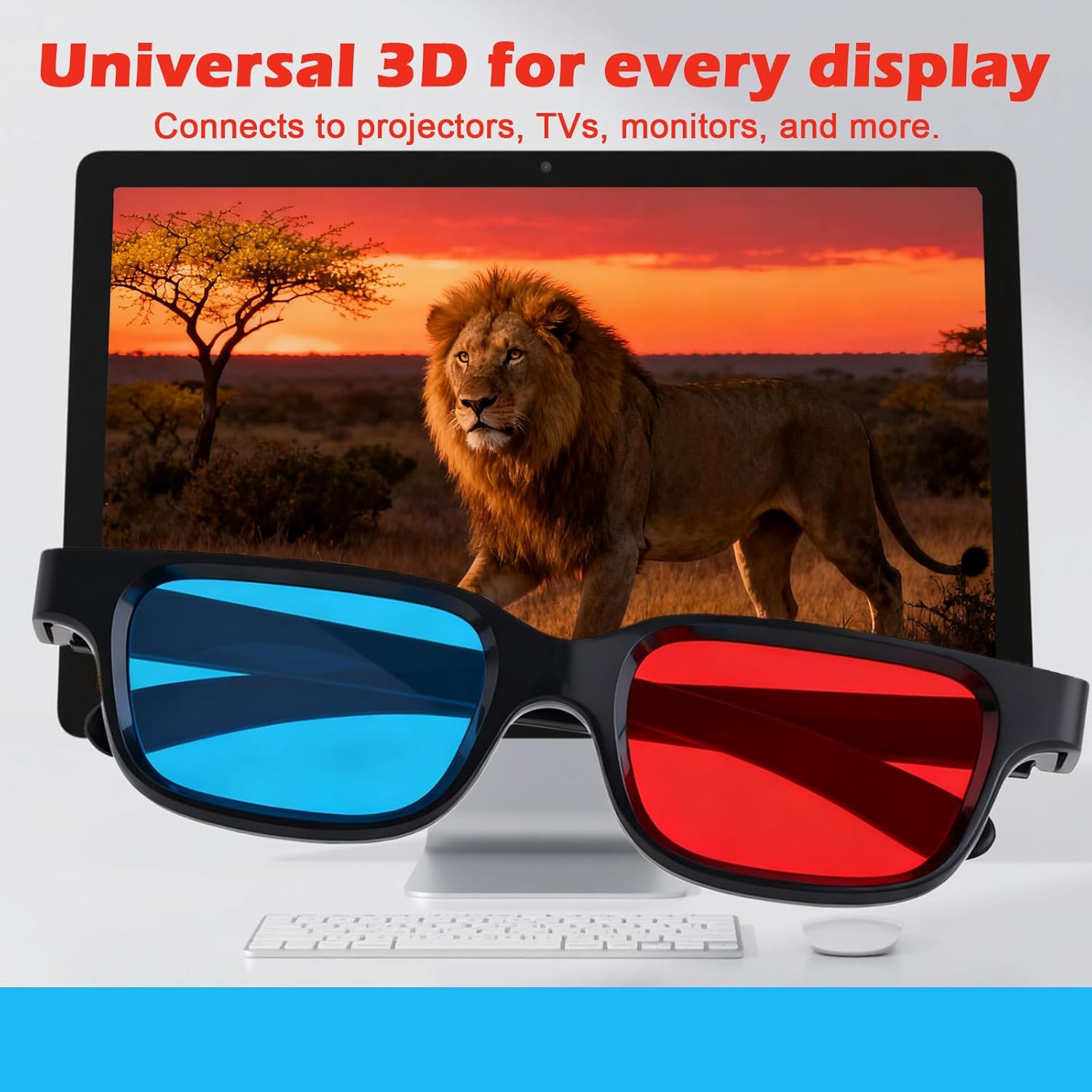 4 PCS 3D Glasses, Dimensional 3D Vision Glasses Red & Blue for TV, Movie, Game Viewing image number 5