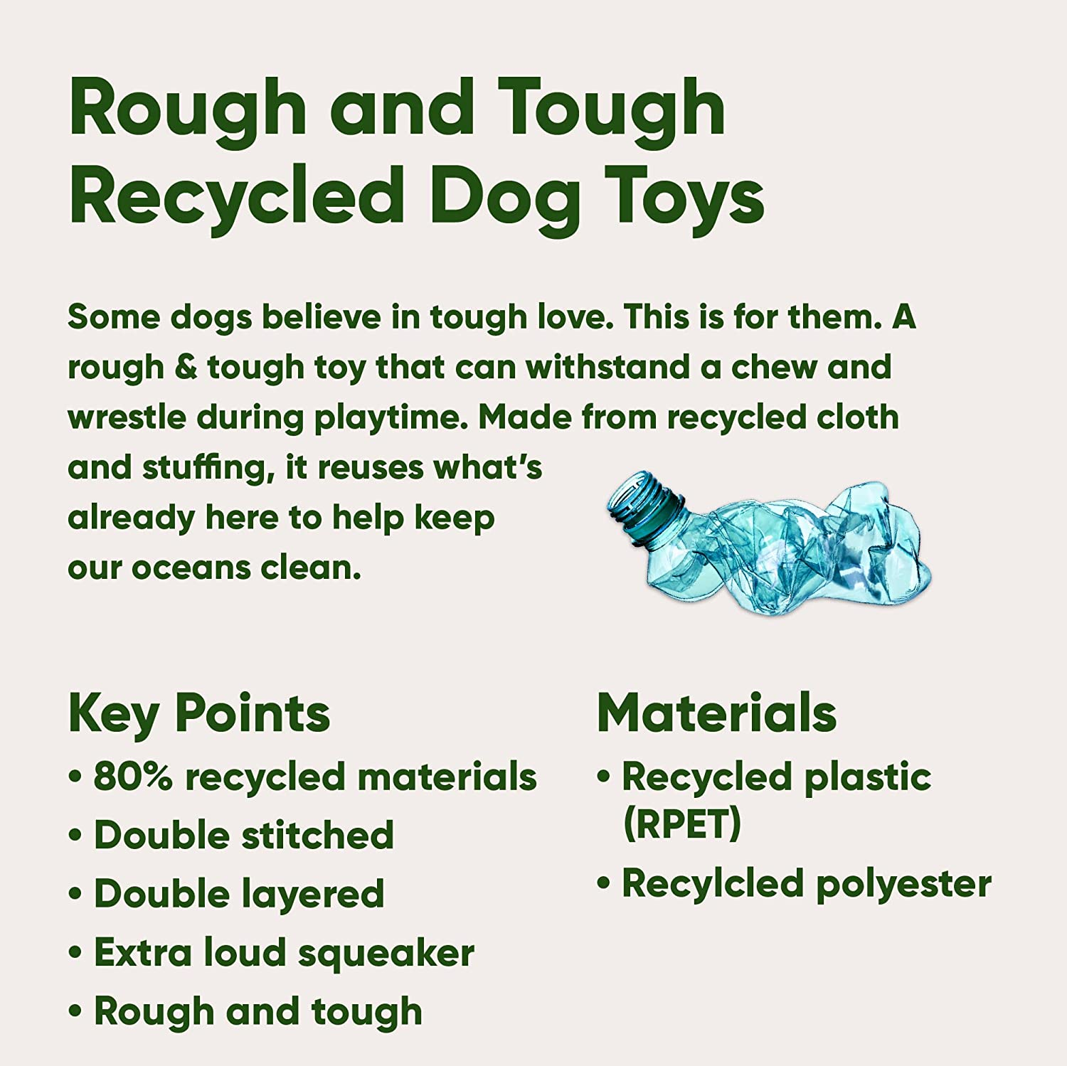 Beco Post Consumer Recycled Plastic Rough and Tough Dolphin Dog and Cat Toy Blue Medium image number 2