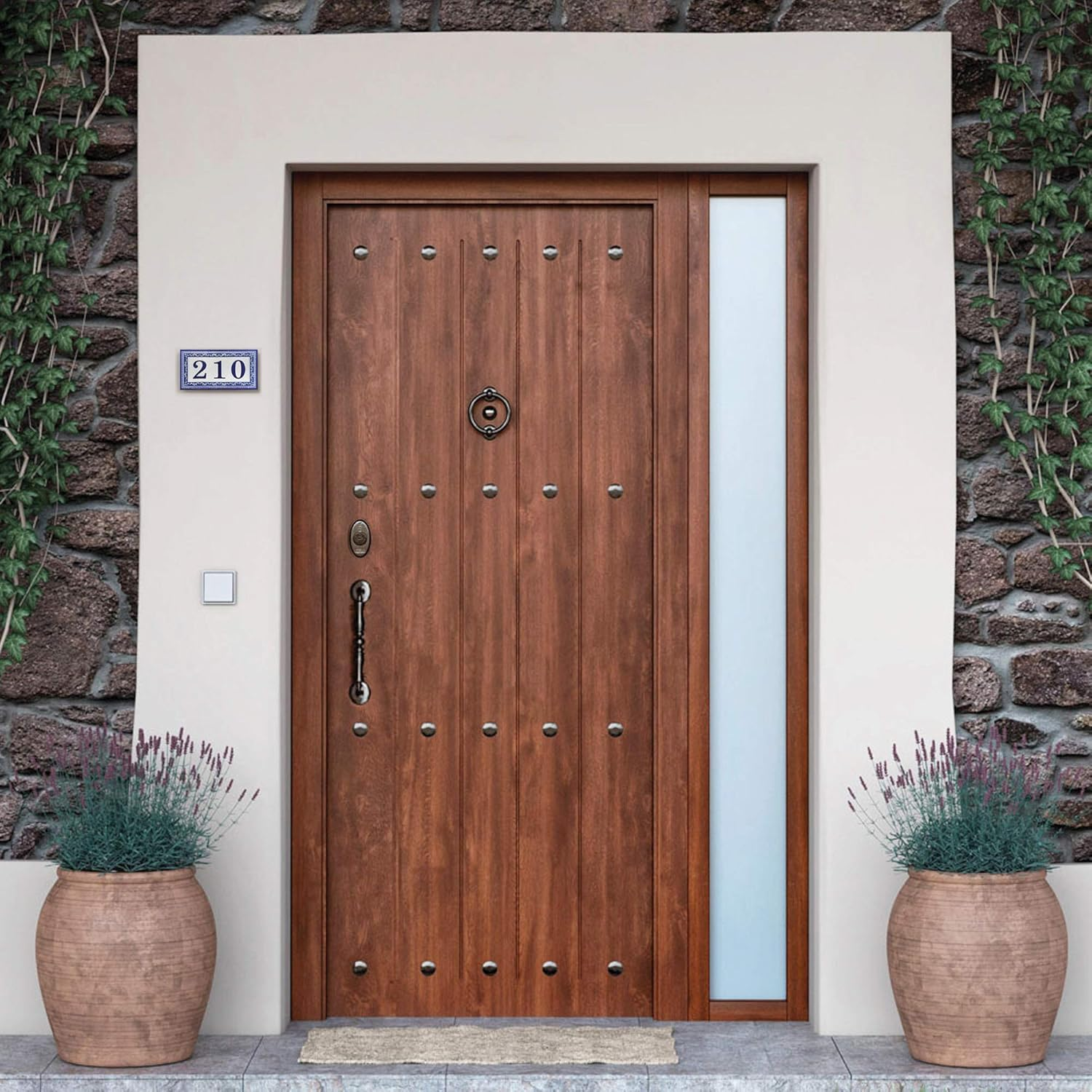 Kantu 2113017 Castilla Ceramic Tile Address Number, 3.94 In. L X 1.97 In. W X 0.31 In. H, Blue