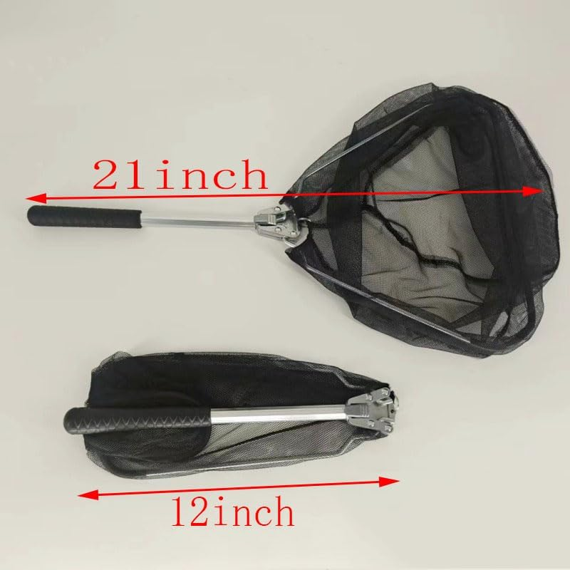 Foldable Fishing Net,Lightweight, Portable, Retractable, Suitable for Trout and Bass Fishing, Aluminum Alloy Handle,Durable Nylon Net for Safe Fishing or Release, Length 21 Inches,Special Fishing Net image number 5