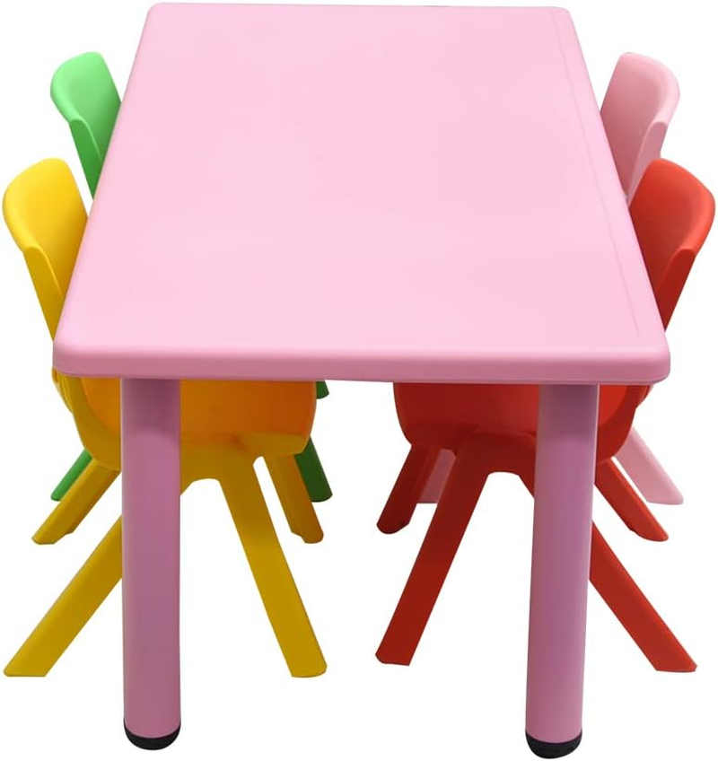 1.2M Kid'S Adjustable Rectangle Pink Table & 4 Mixed Chairs Set image number 1