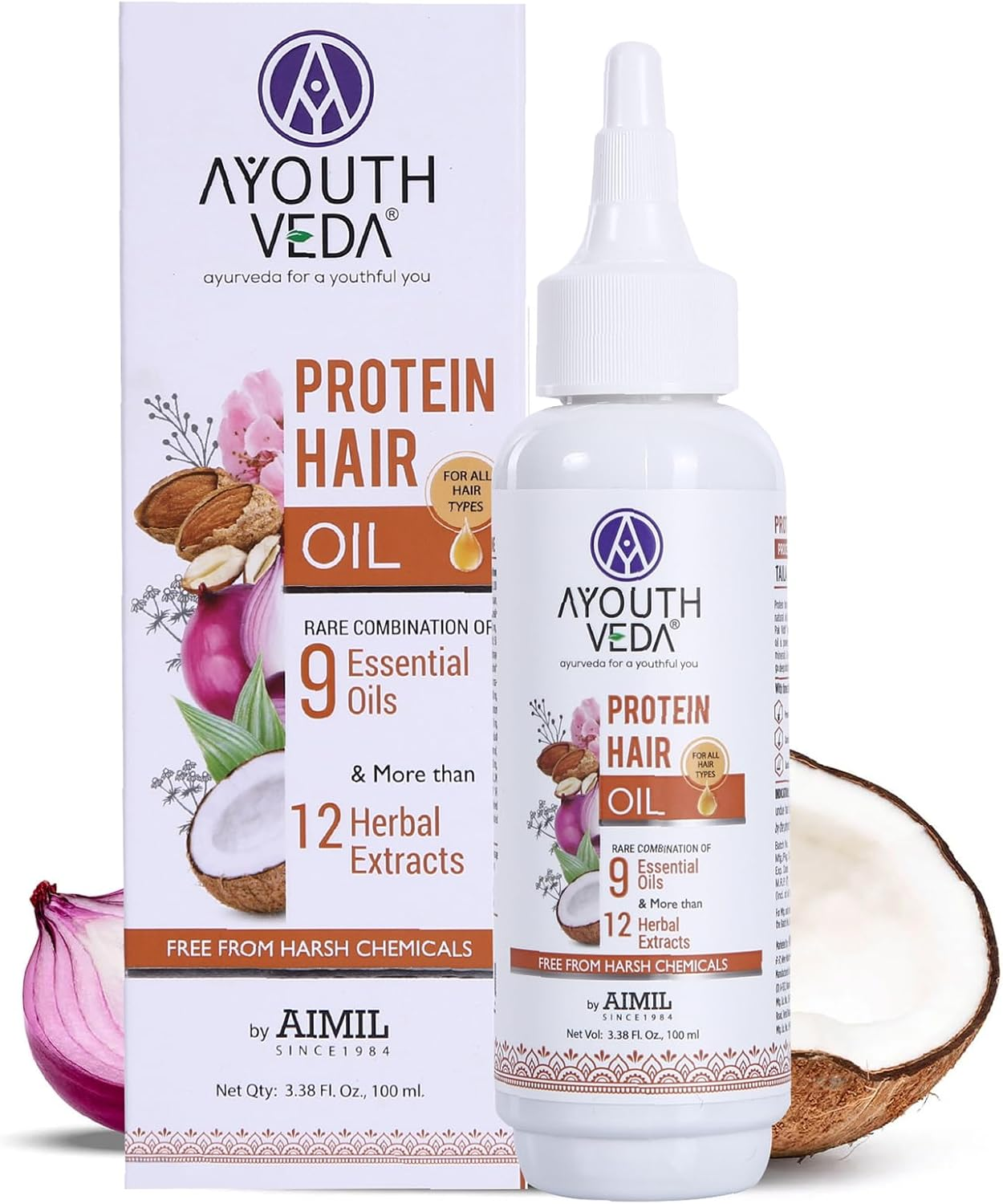 Ayouthveda Protein Hair Oil for Healthy Hair Growth and Deep Nourishment | Fights Dandruff Control Hair Breakage & Hair Fall | Blend of Essential Oil & Herbal Extracts - 100 Ml (Pack of 1) image number 2