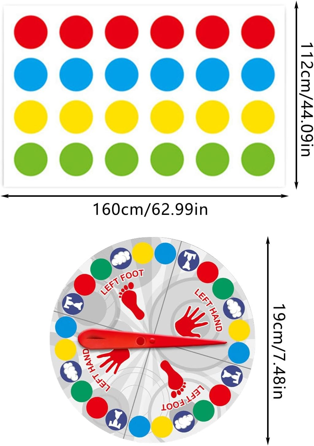 Game - Classic Twist Poses Floor Game I Twisting Mat Game, Board Games Activity Mat, Floor Games with Mats, Twist Poses Large Mat Balance Mat Interactive Toys for Kids and Adults. image number 4