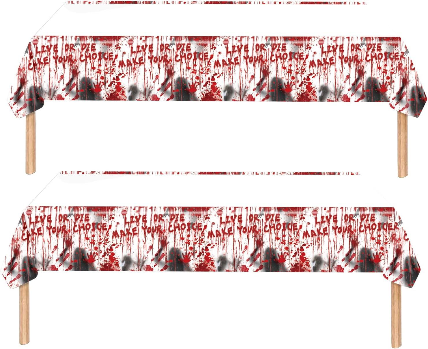 Have a Killer Birthday Party Banner Disposable Tablecloth for Halloween Birthday Halloween Bloody Horror Movie (Red) - Black image number 1