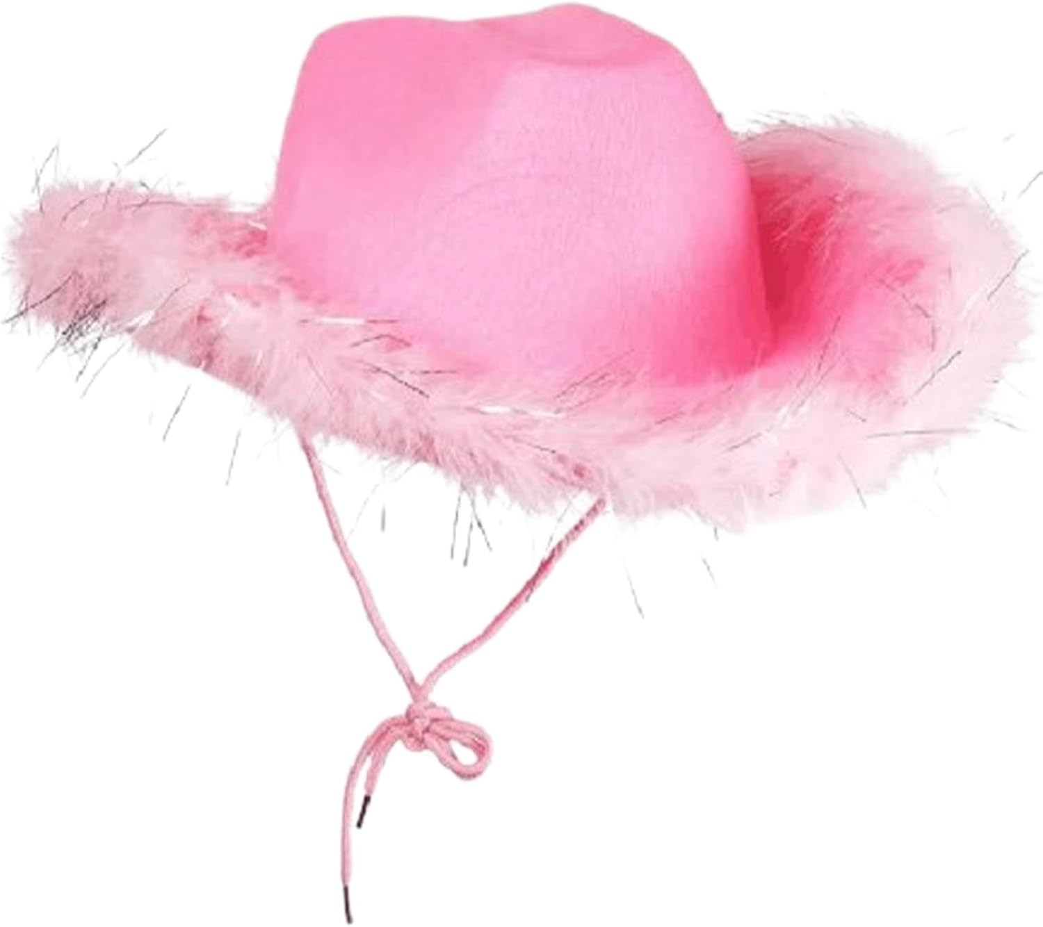 Cowgirl Hat with Feather Trim - Sparkly Cowgirl Hat,Bride Festival Fancy Dress Sparkly White Trim Hats Western Hats for Party Costume, Cowboy Themed Birthday - Pink image number 6