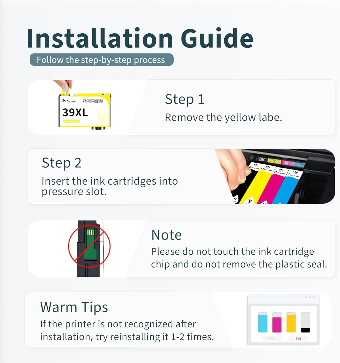 OINKWERE 39 XL Relacement for Epson 39XL Ink Cartridges Compatible for Expression Home XP-2105 XP-4105 Printer Ink Cartridges (4-Pack) image number 2
