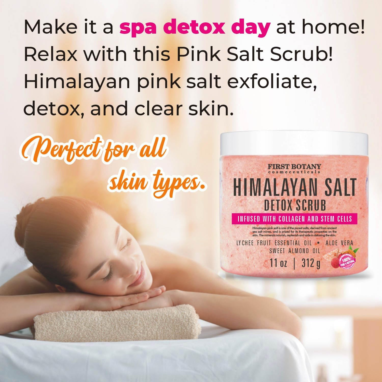 First Botany Body Scrub - Natural Exfoliating Salt Scrub & Body and Face Souffle Helps with Moisturizing Skin, Acne, Cellulite, Dead Skin Scars, Wrinkles (Himalayan Salt) image number 2