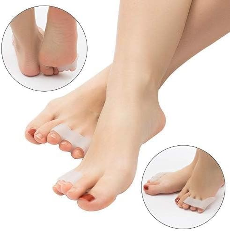 Pinky Toe Separator 10 Pack Bunion Pads Gel Little Pinky Toe Protectors Sleeve Bunion Corrector for Pain Relief Tailor'S Bunions, Curled Pinky Toes, Overlapping Toe (White, One Size) image number 3