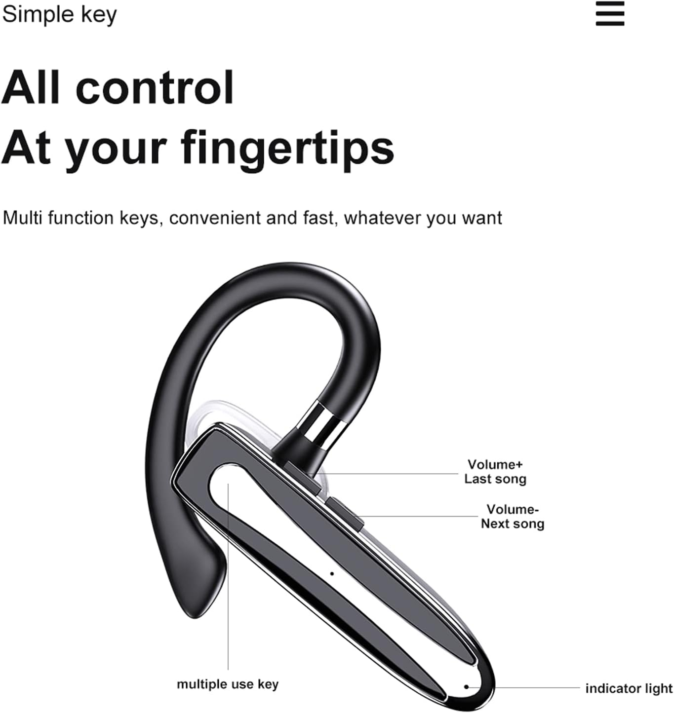 Bluetooth Headset with Microphone Hands-Free Bluetooth Ear Headset Bluetooth Mobile Phone In-Ear Headphones with Charging Case for Driving Business Office Wireless Headphones Earphones Hands-Free Kit image number 2