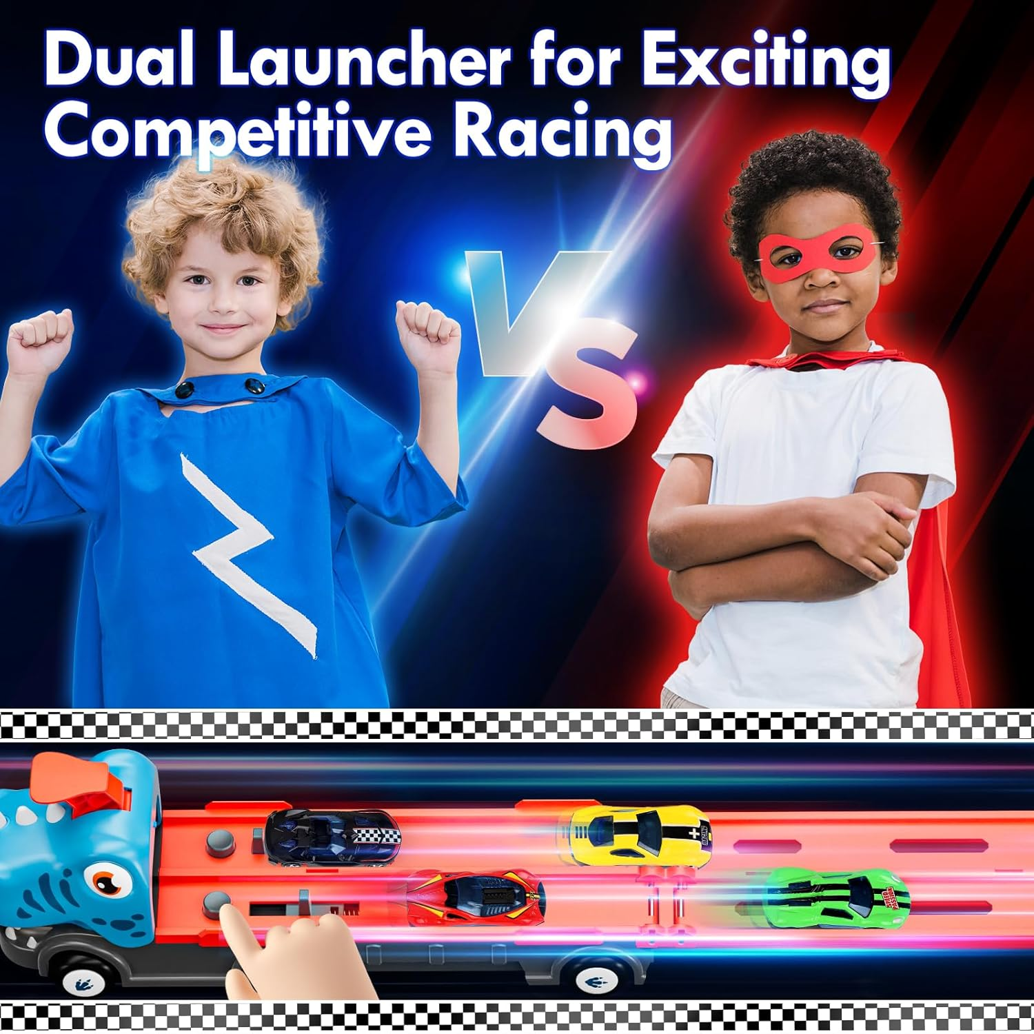 Lehoo Castle 2 Year Old Boy Gifts, 7 in 1 Transport Truck Toy, Toys for 2 Year Old Boys, Toy Car Storable and Foldable, Ejectable Carrier Truck with 6 Pcs Race Cars image number 2