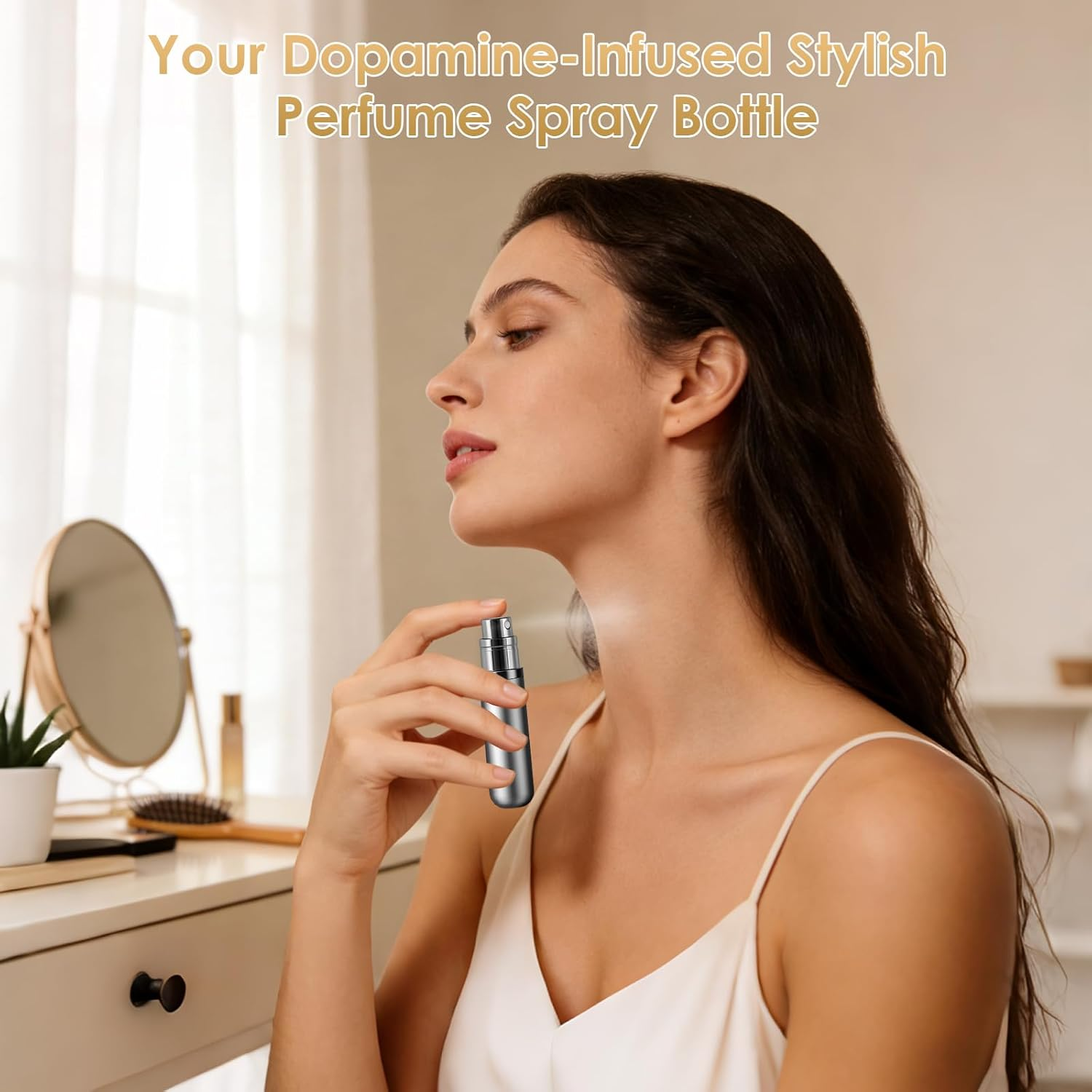 JOOMOKO Perfume Atomiser, Perfume Travel Bottle 5Ml Atomiser Spray Bottle, Refillable & Travel Size Perfume Spray Bottle Easy to Refill Cologne Dispenser for Women and Men（Black＆Grey）