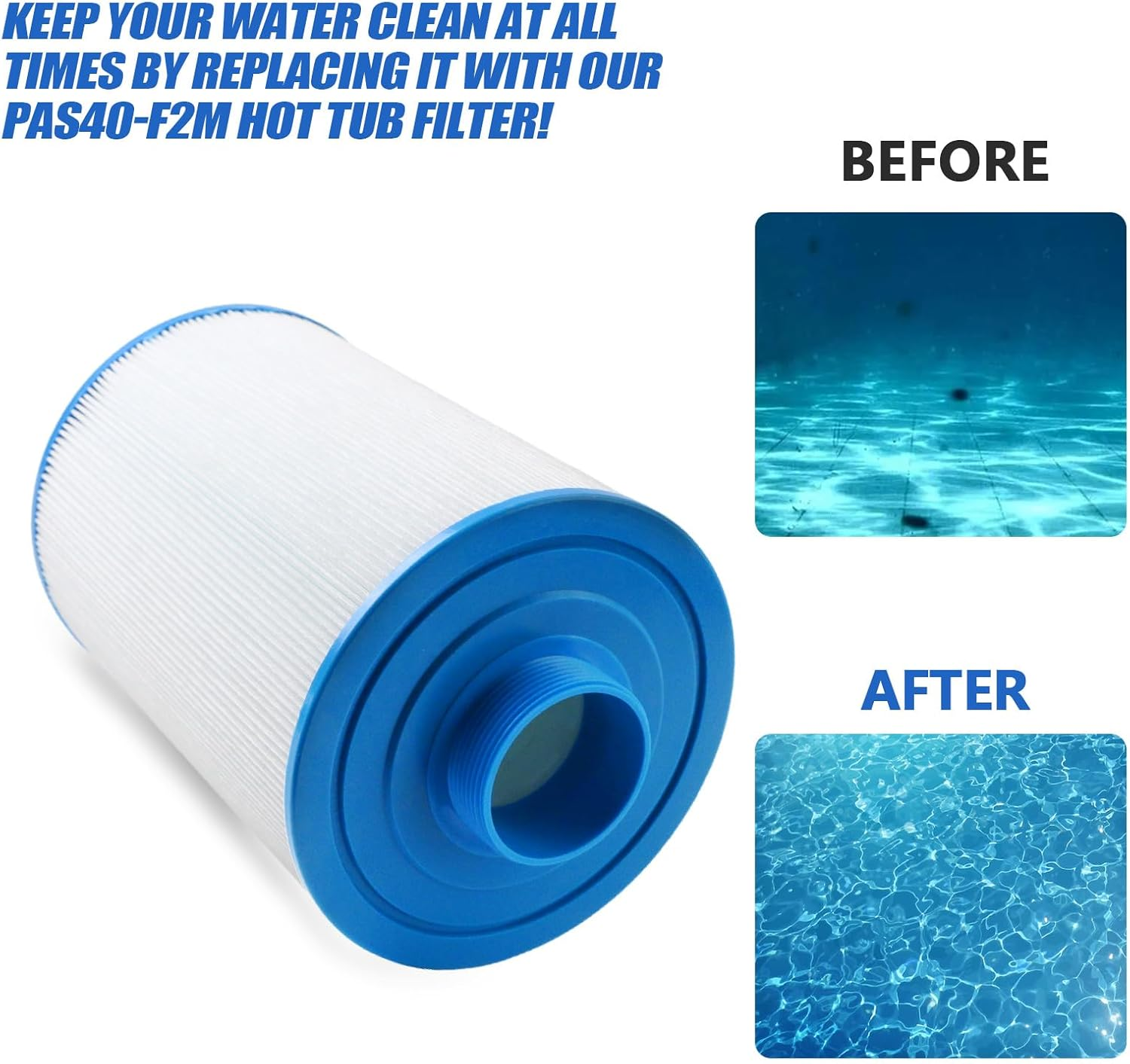 PAS40-F2M Hot Tub Filter 6CH-352 - Spa Filter Cartridge Replacement Fit for Unicel, Artesian Spas 06-0014-12, Filbur FC-0312, Master Spas PMA-R1 Filters, 40 Sq.Ft Hot Tub Filter Cartridge, 2 Pack image number 6