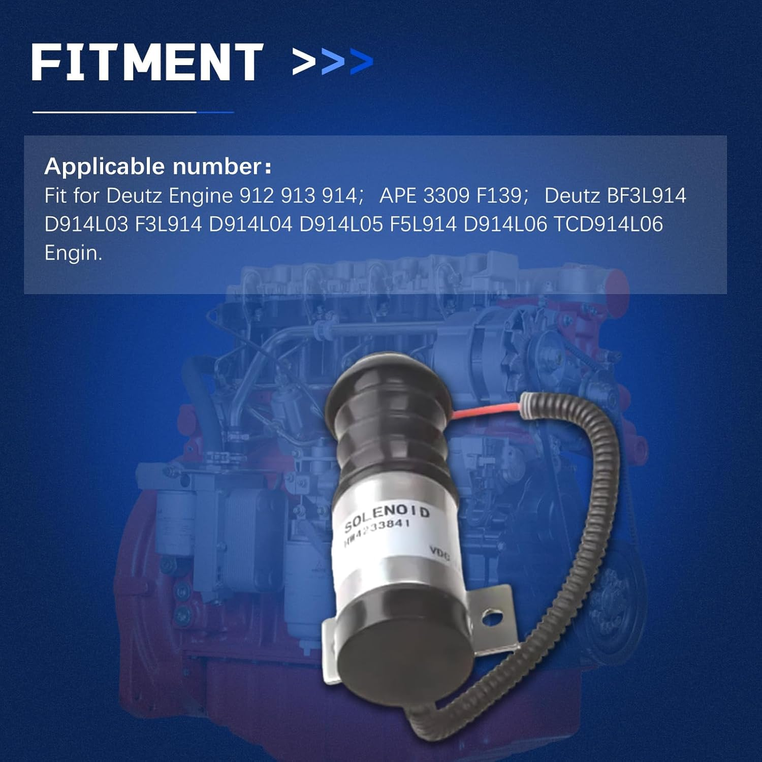 Zachager 12V Fuel Shut off Solenoid 04233841 04234373 for Deutz 912 913 914 35DZS1E2 APE 3309 F139 Stop Solenoid Valve Excavator Disel Engine Replacement Parts image number 1