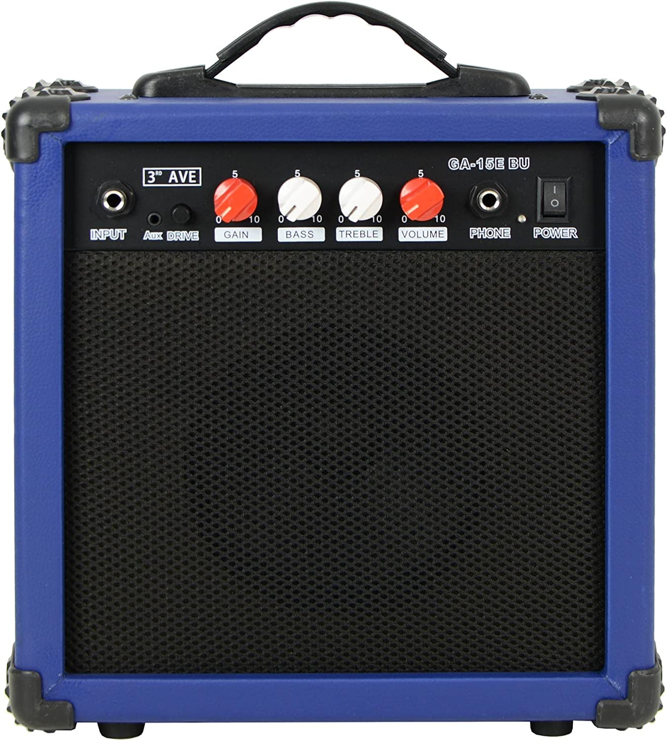 3Rd Avenue 15W Guitar Practice Amplifier with Headphone Output, Overdrive Switch, 2 Band EQ, Tone/Gain Controls &ndash; Portable Compact &ndash; Black