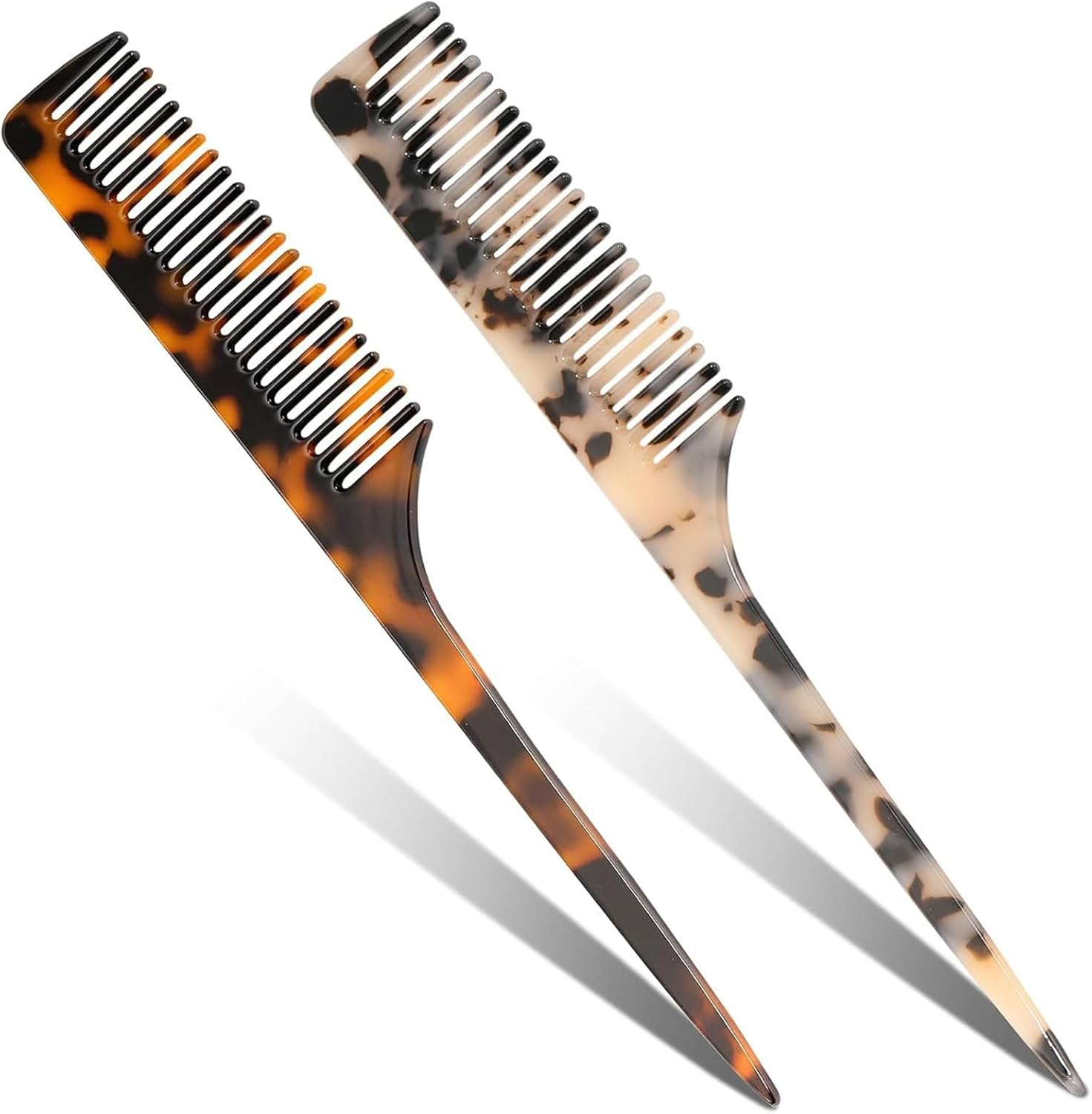 Muorruo 2-Pack Tail Combs for Women, Fine-Tooth Hair Comb for Parting and Teasing, Hair Styling Tools for Braiding, Eco-Friendly Comb Made from Recycled Cellulose Acetate image number 1