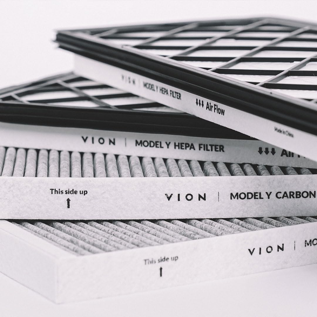 VION Model Y Front Trunk HEPA Carbon Air Filters Kit - (2X HEPA Filters and 2X Carbon Filters per Package) - 4 Packs per Package with Installation Tools image number 1